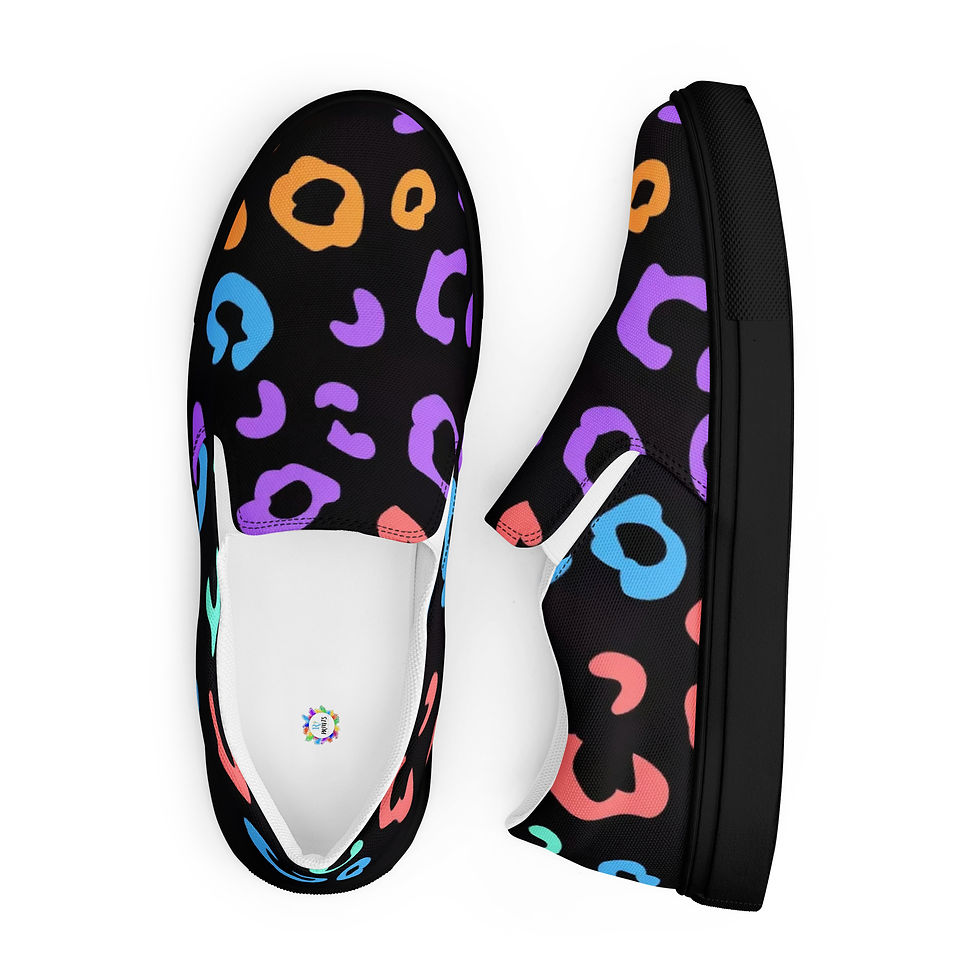 Black Rainbow Lepoard Women’s slip-on canvas shoes