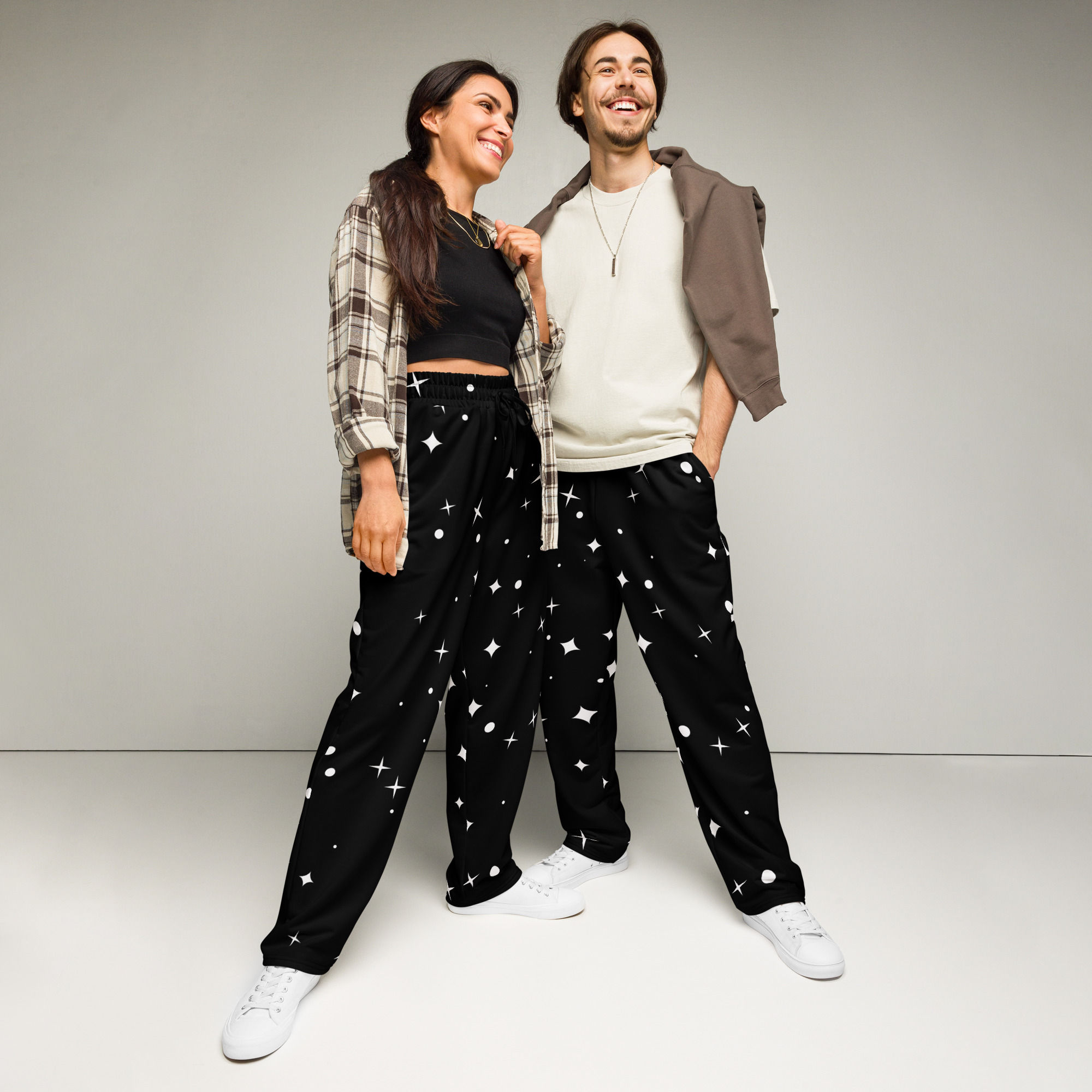 Black Sparkle Wide-leg joggers