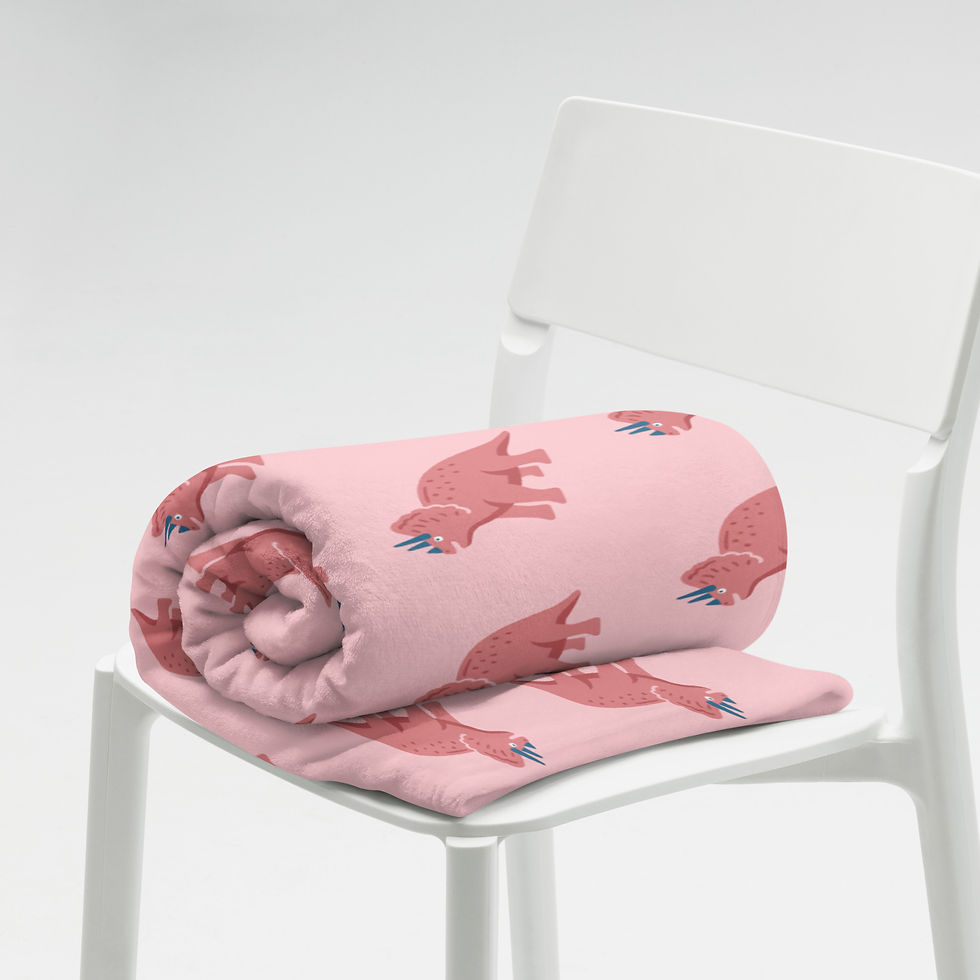 Pink Dinosaur Throw Blanket