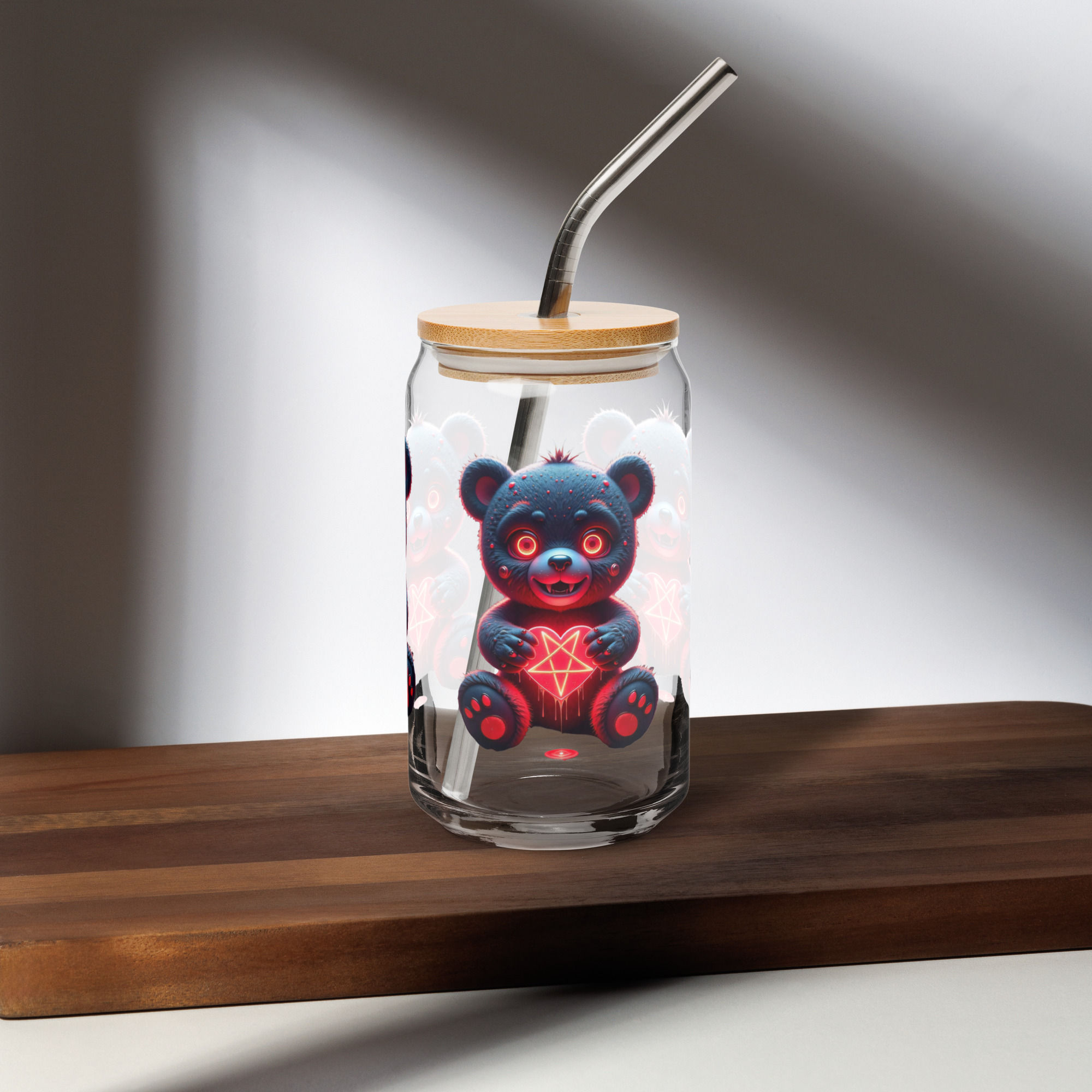 Red Bear Can-shaped glass