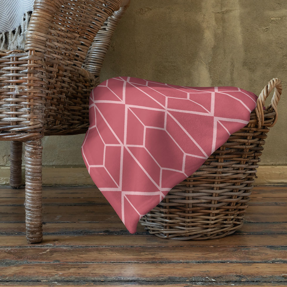 Pink Geometric Throw Blanket