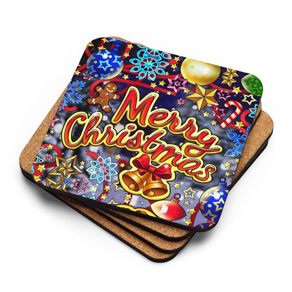 Merry Christmas Cork-back coaster