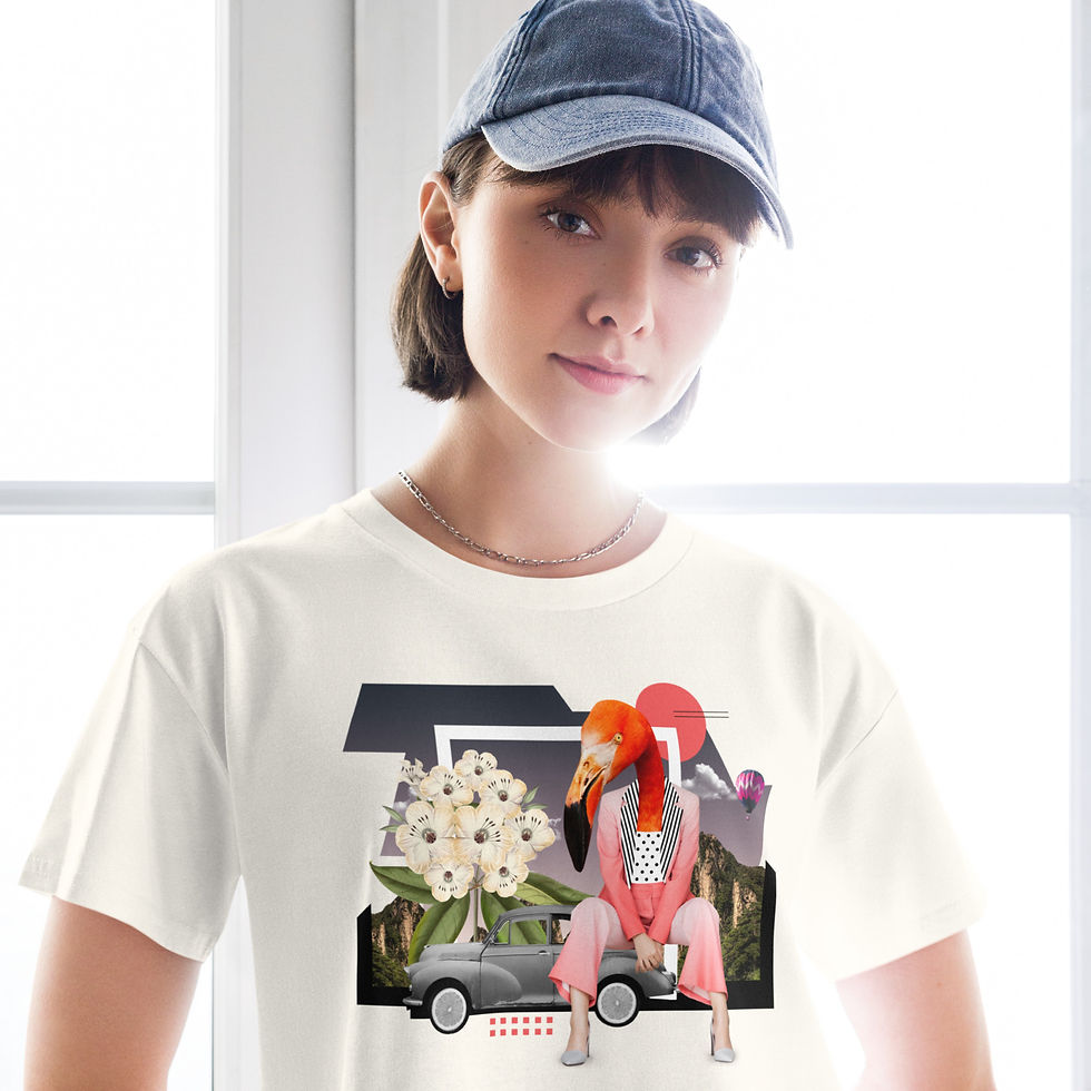 Thumbnail: Women’s Flamingo Collage Art crop top