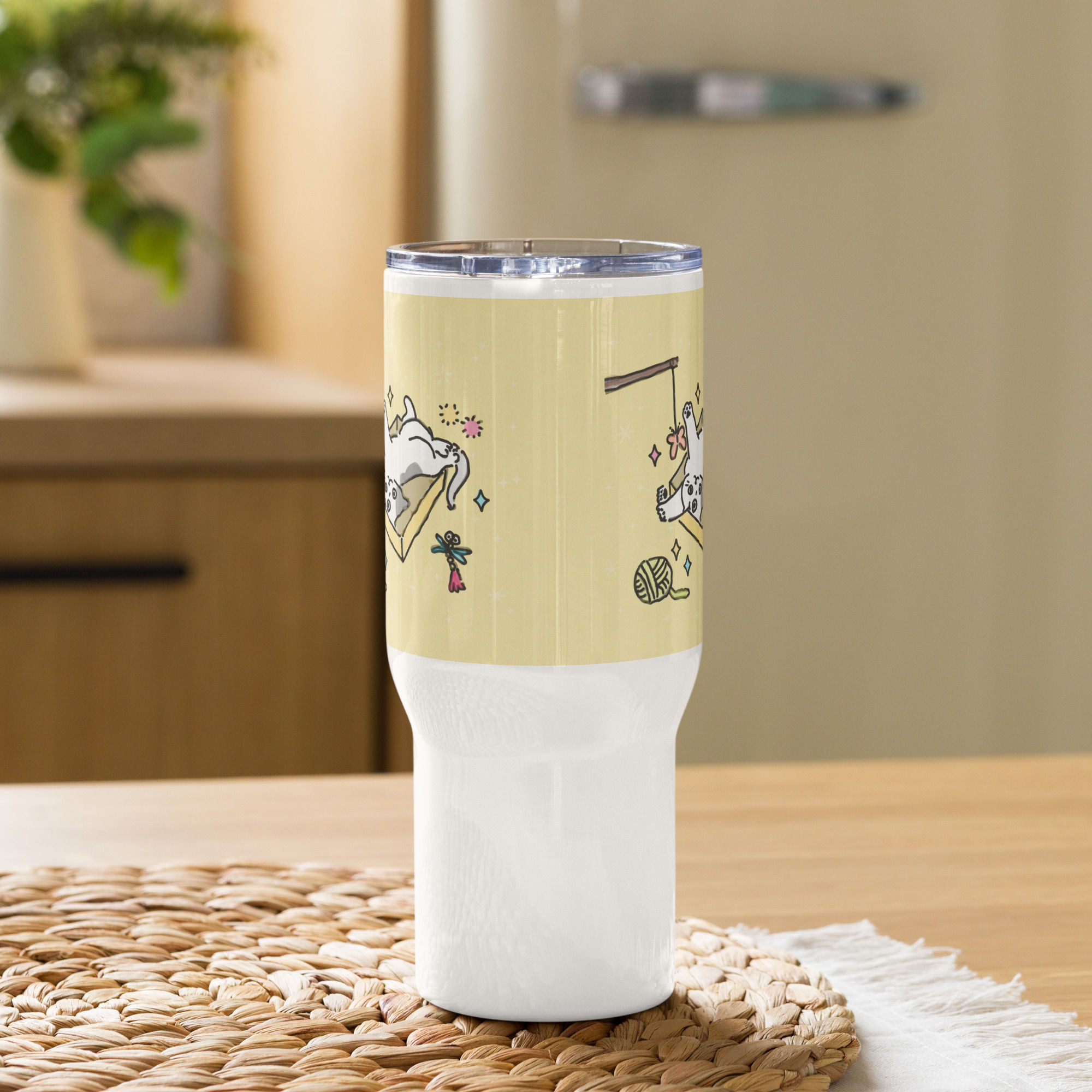 Playful Cat Travel mug with a handle