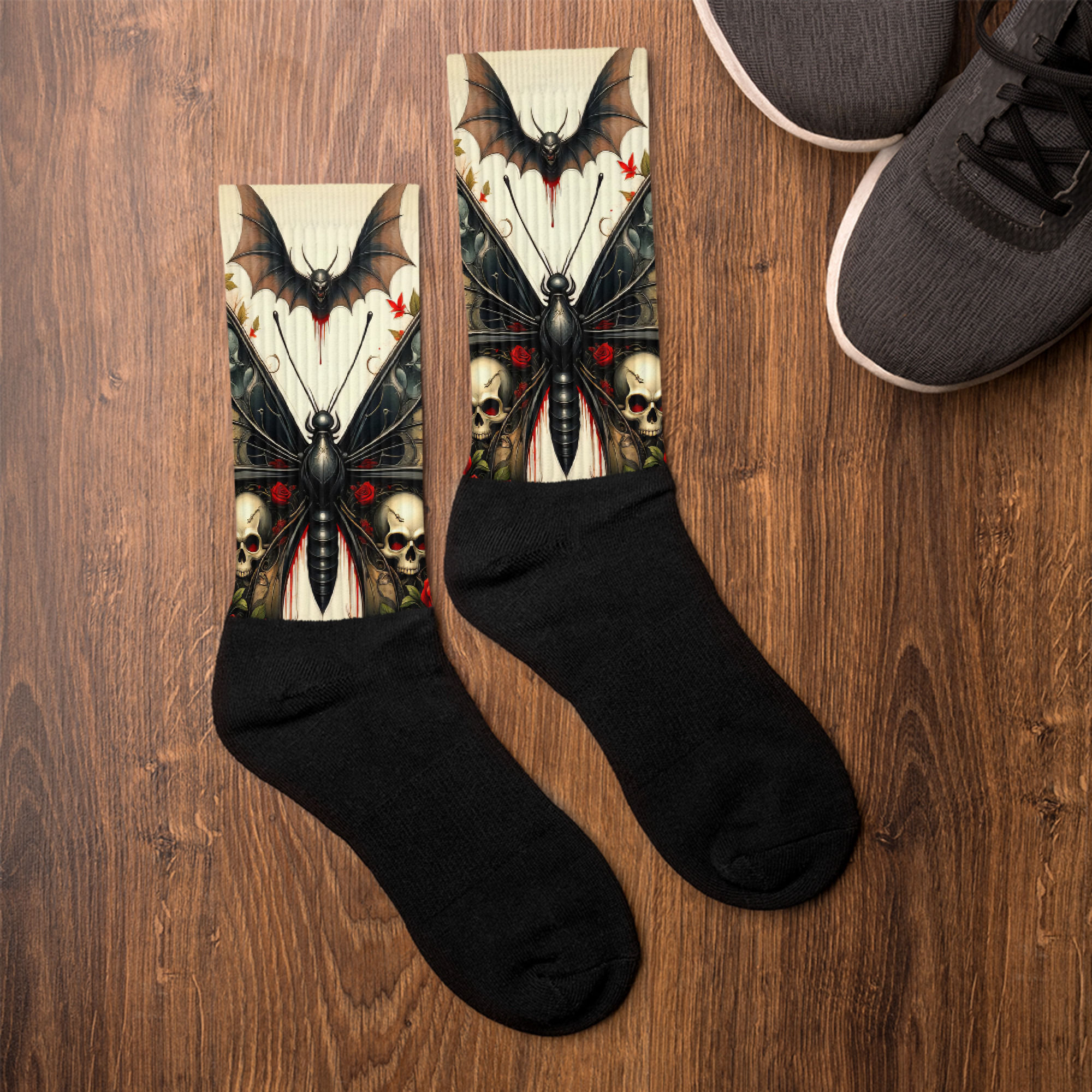 Skull Butterfly Socks