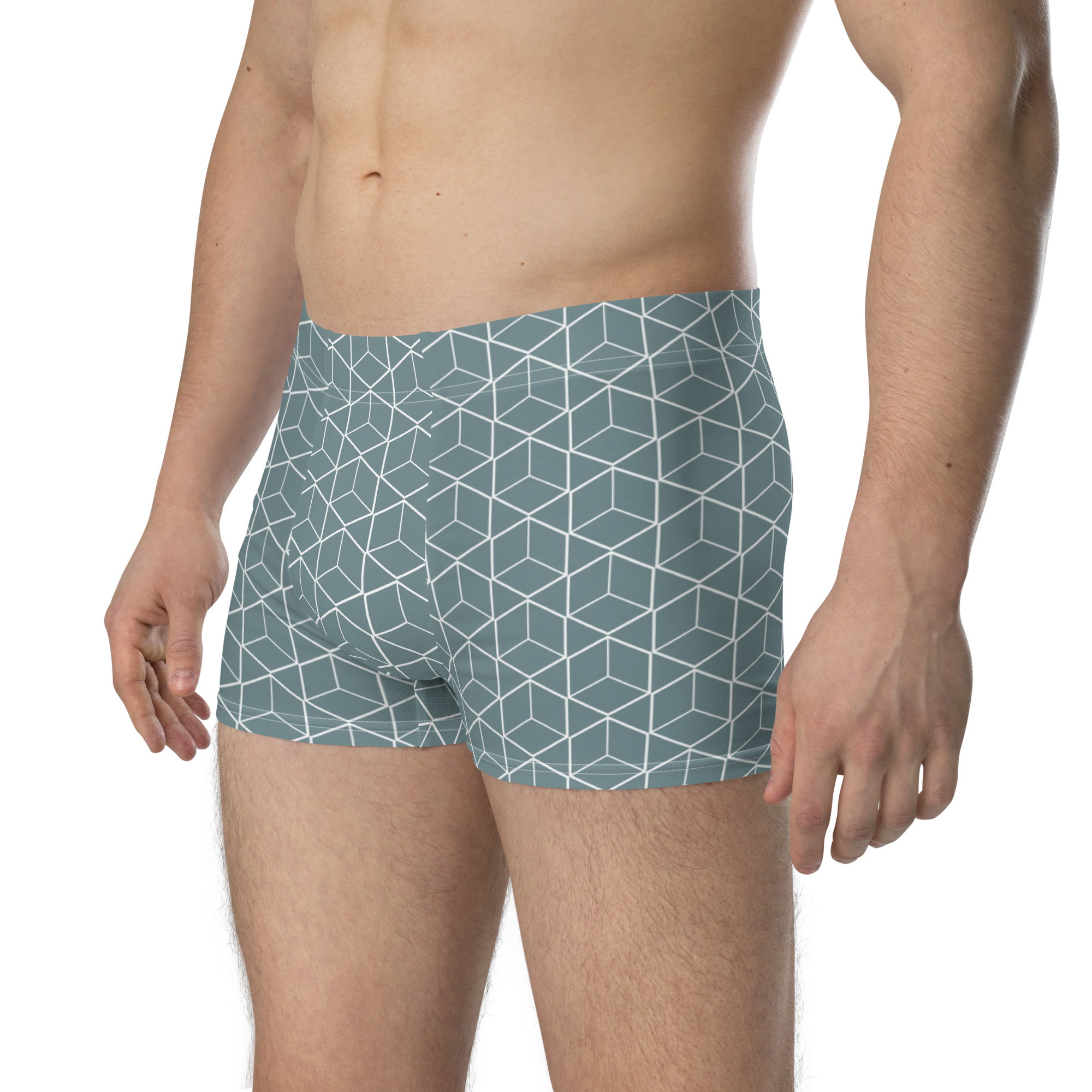 Blue Geometric Boxer Briefs