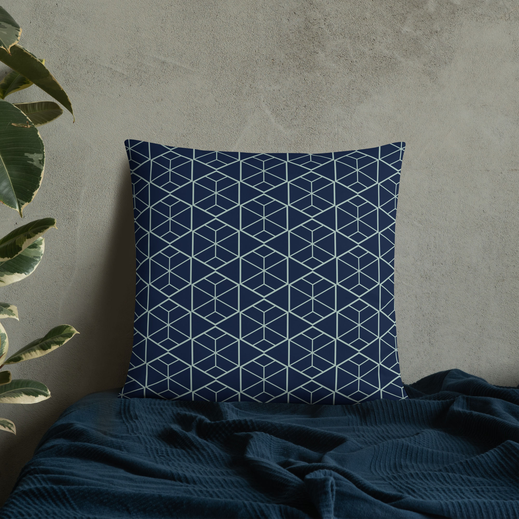 Blue Geometric Basic Pillow