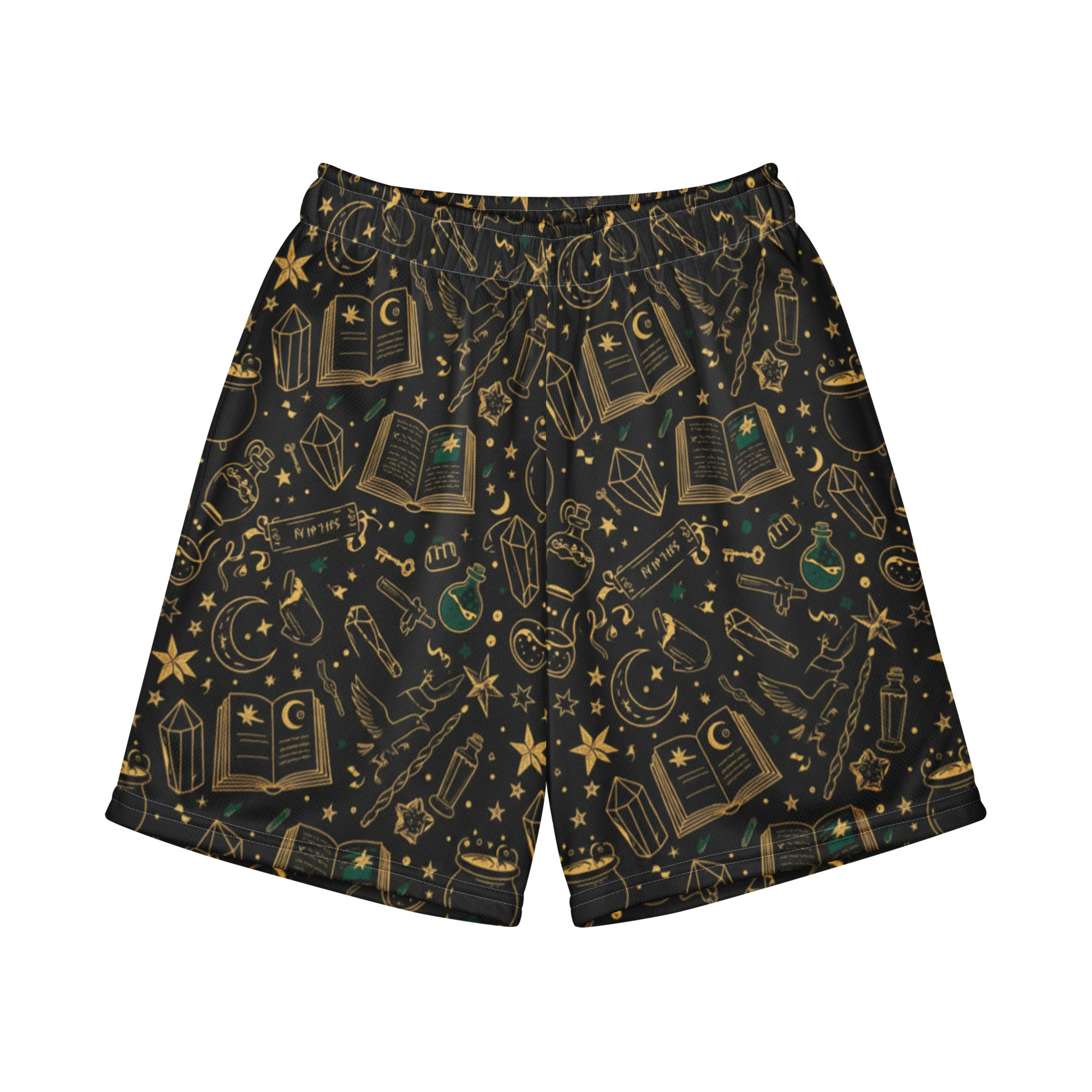 Gold Wizard Vibes All-Over Print Youth Recycled Mesh Shorts