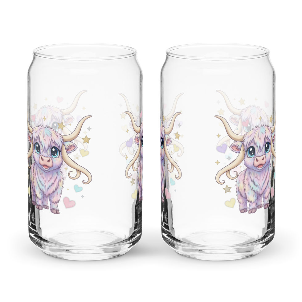 Thumbnail: Girly Highland Cow Can-shaped glass