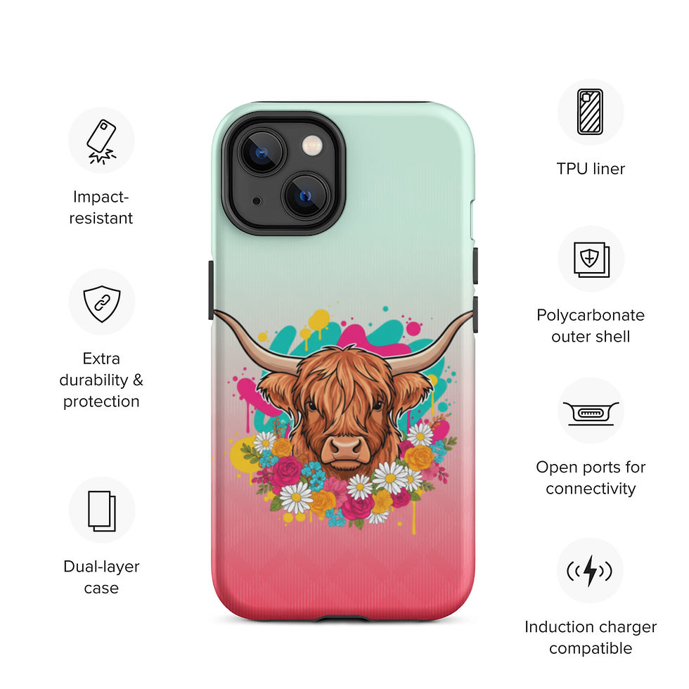 Thumbnail: Floral Highland Cow Tough Case for iPhone®