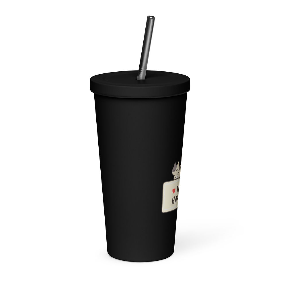 Thumbnail: Happiness Insulated tumbler with a straw