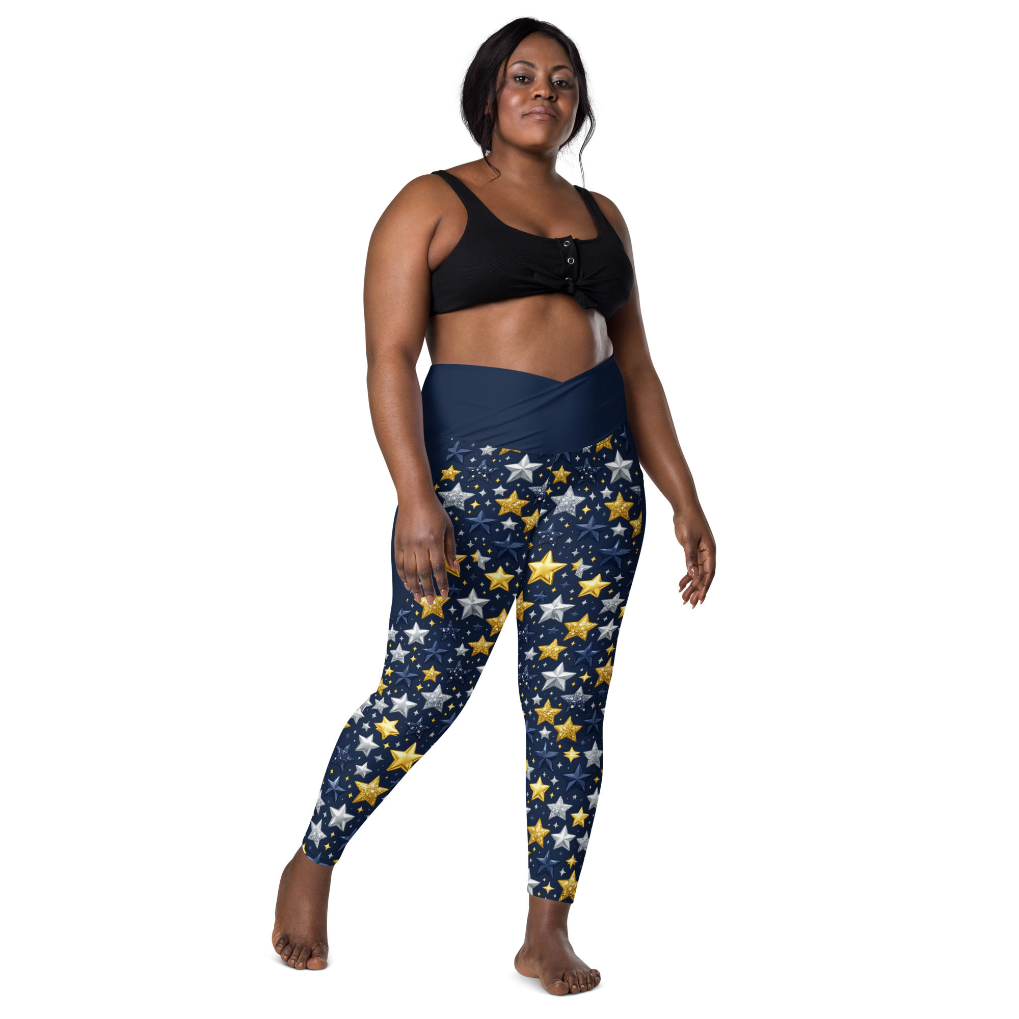 Star Print Crossover leggings with pockets