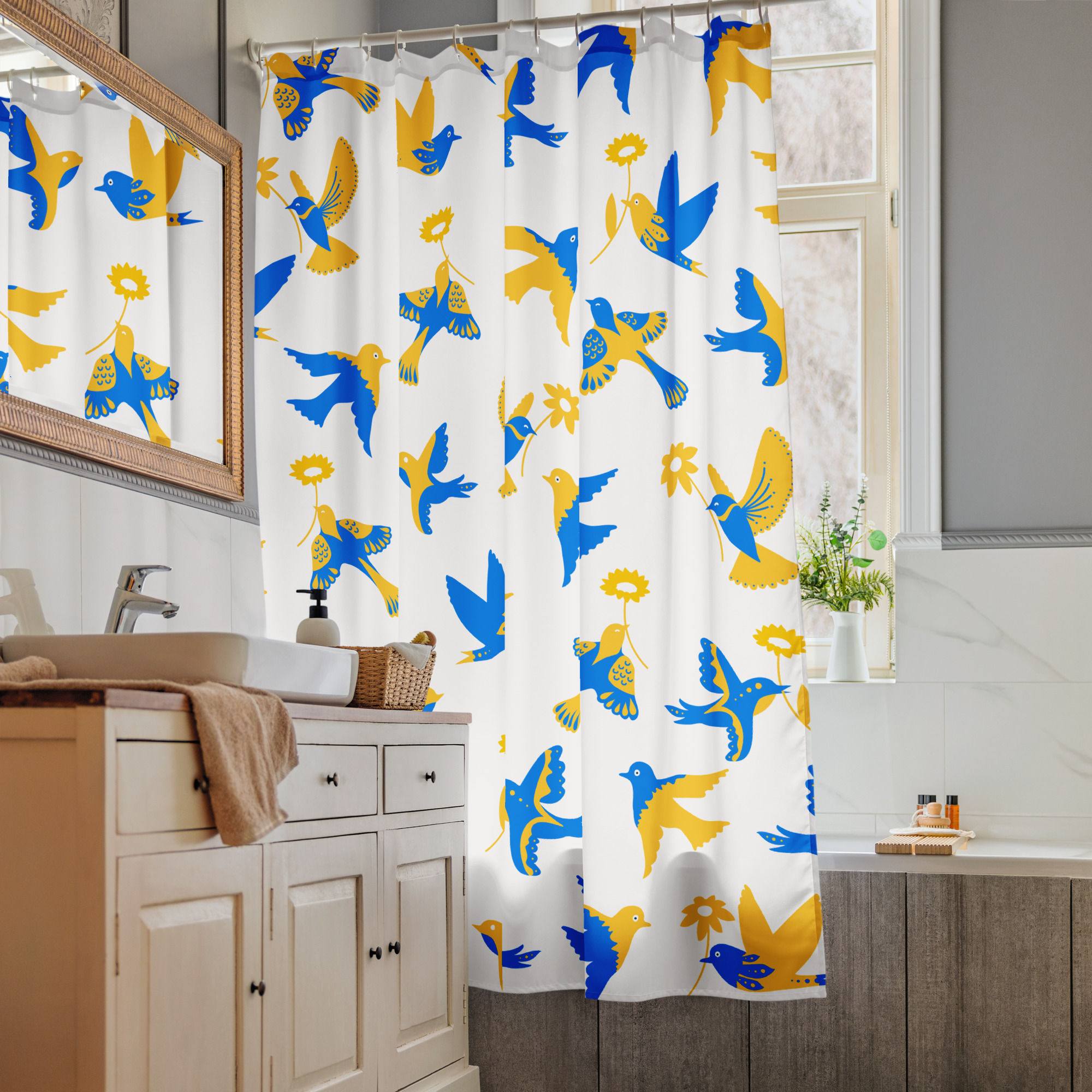 Blue Bird.Shower curtain