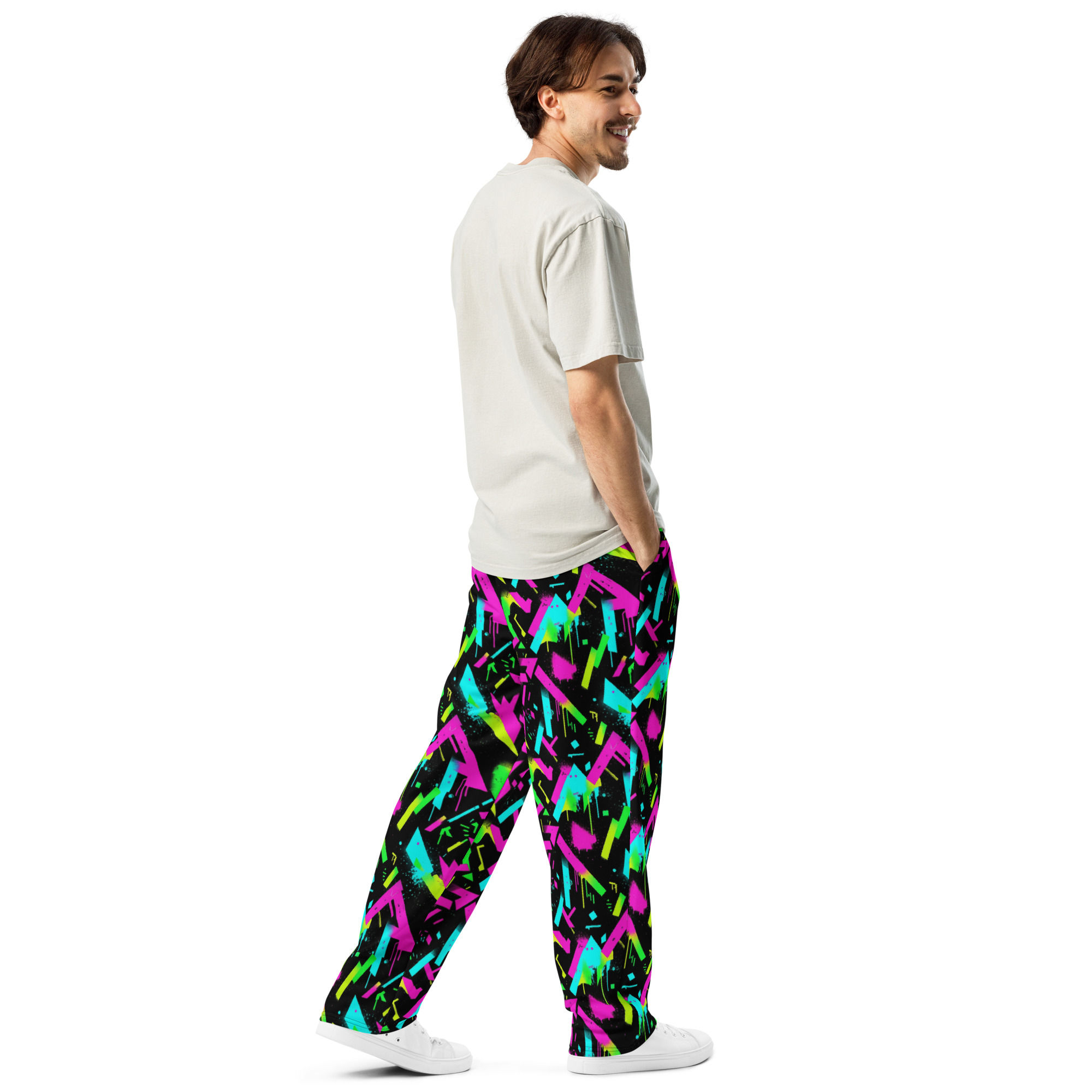 Bright Print Wide-leg joggers