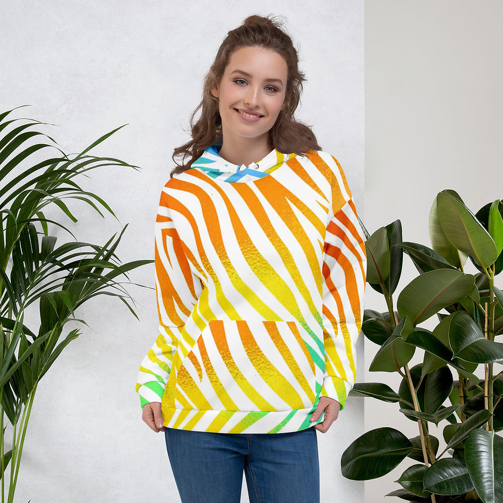 Rainbow Zebra Print Hoodie, matching options available