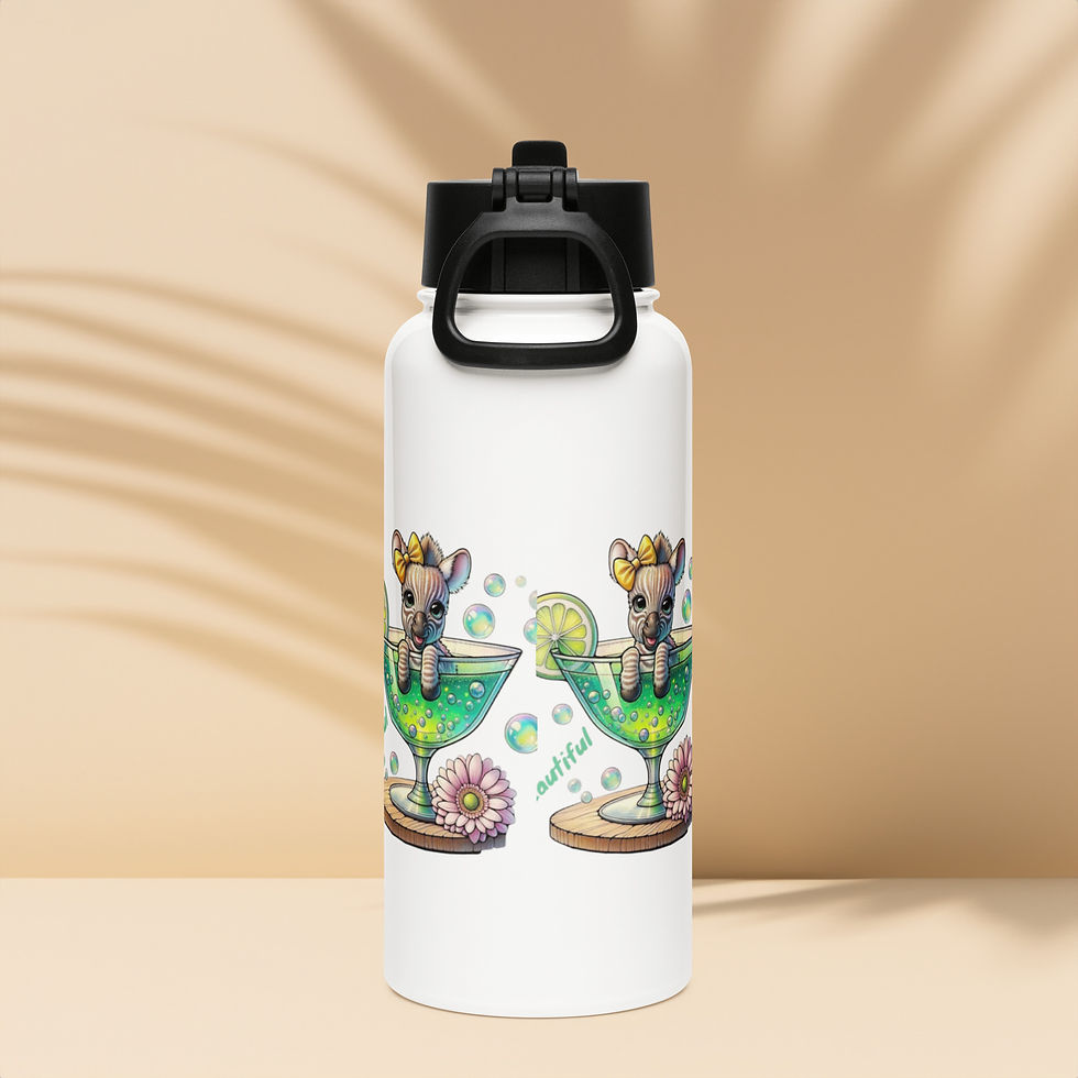 Zebra Stainless steel water bottle with a straw lid