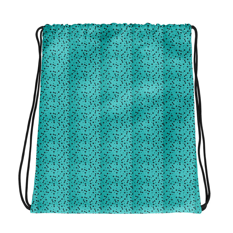 Drawstring Blue paw Print bag