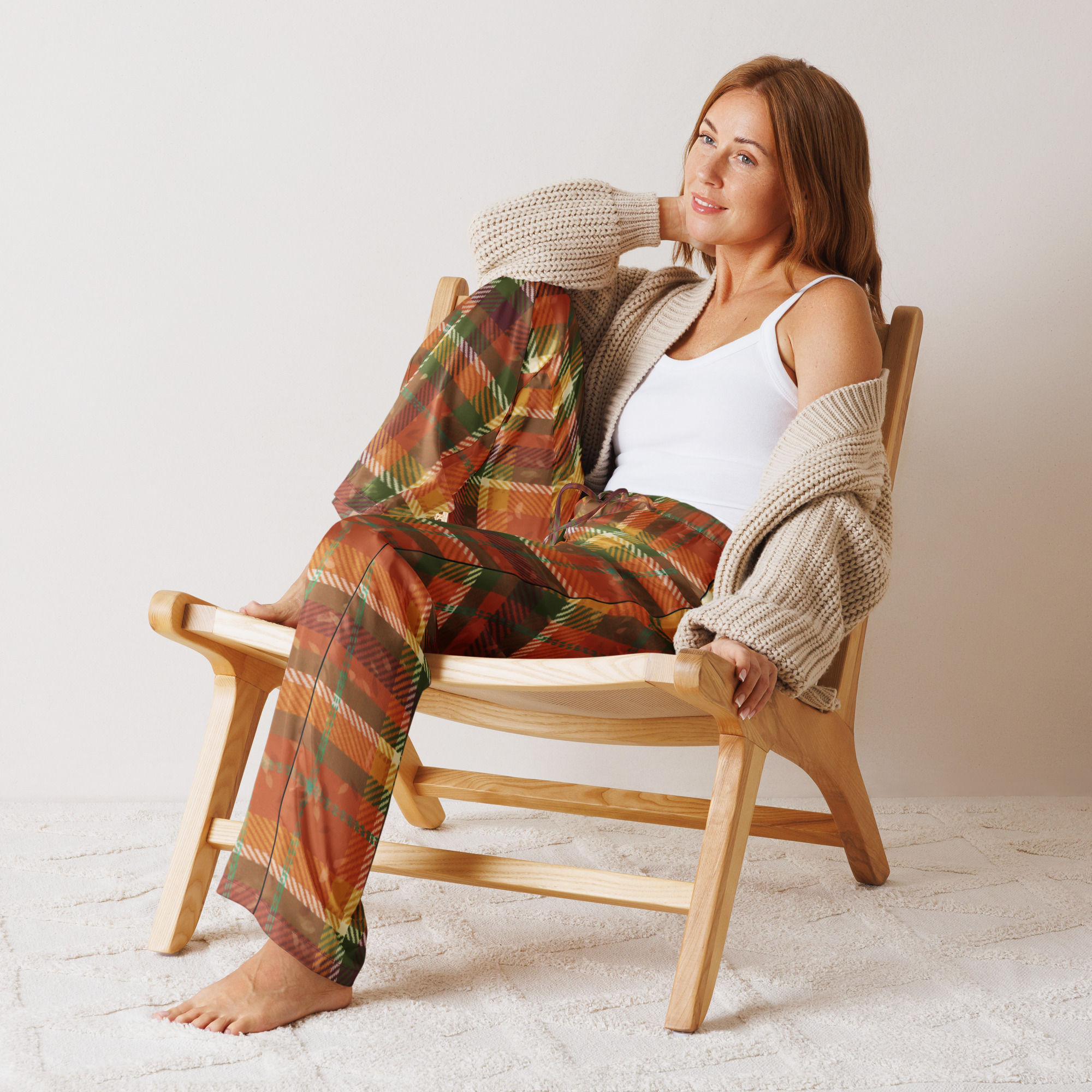 Women’s Autumn Tartan Print pajama pants