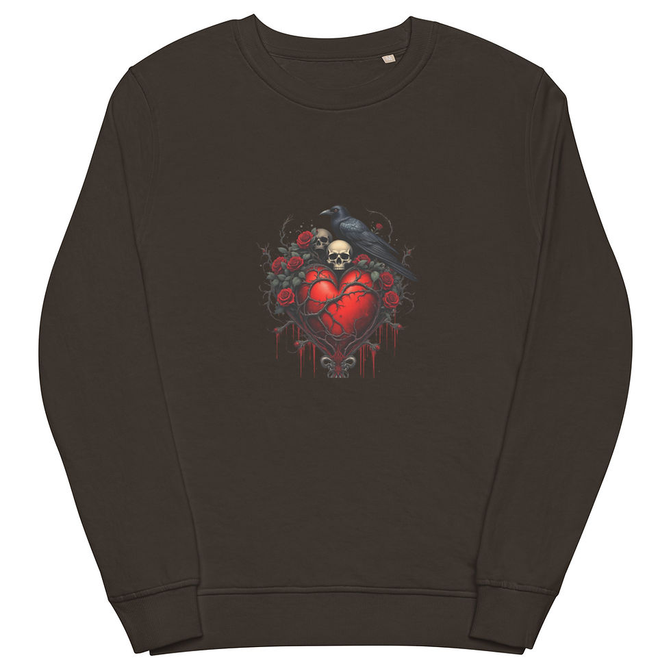 Thumbnail: Unisex Skull Heart organic sweatshirt