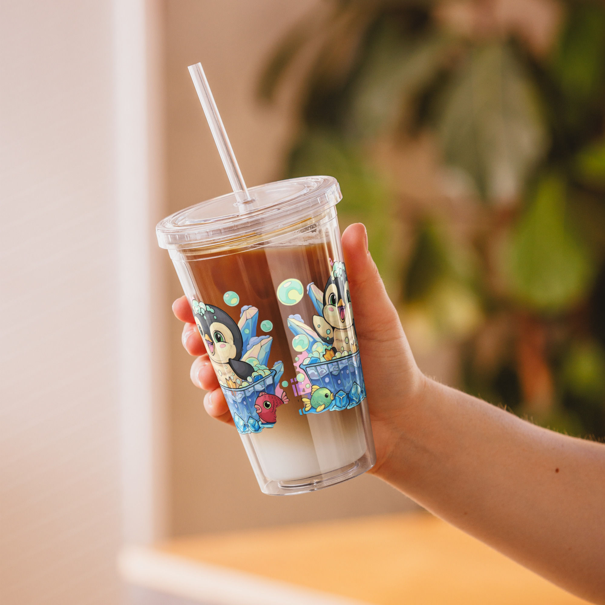 Cute Penguin Clear plastic tumbler