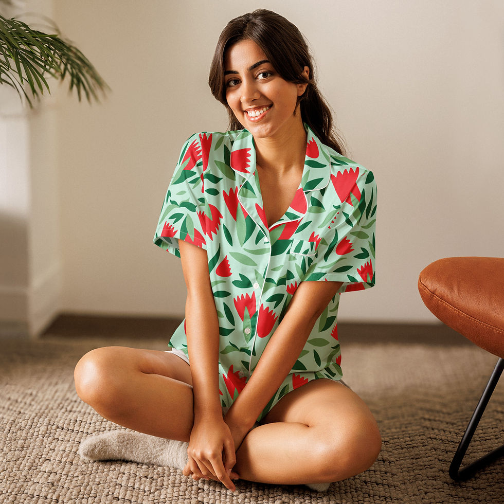 Thumbnail: Red Rose Print All-over print women’s short sleeve top