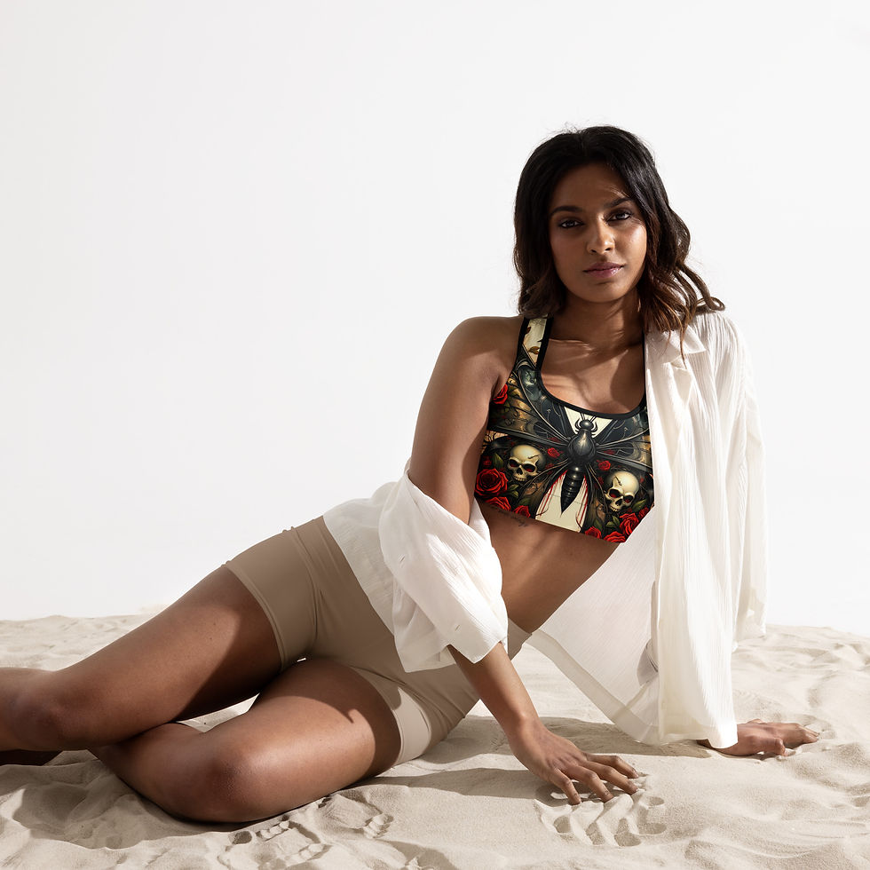 Skull Butterfly Padded Sports Bra