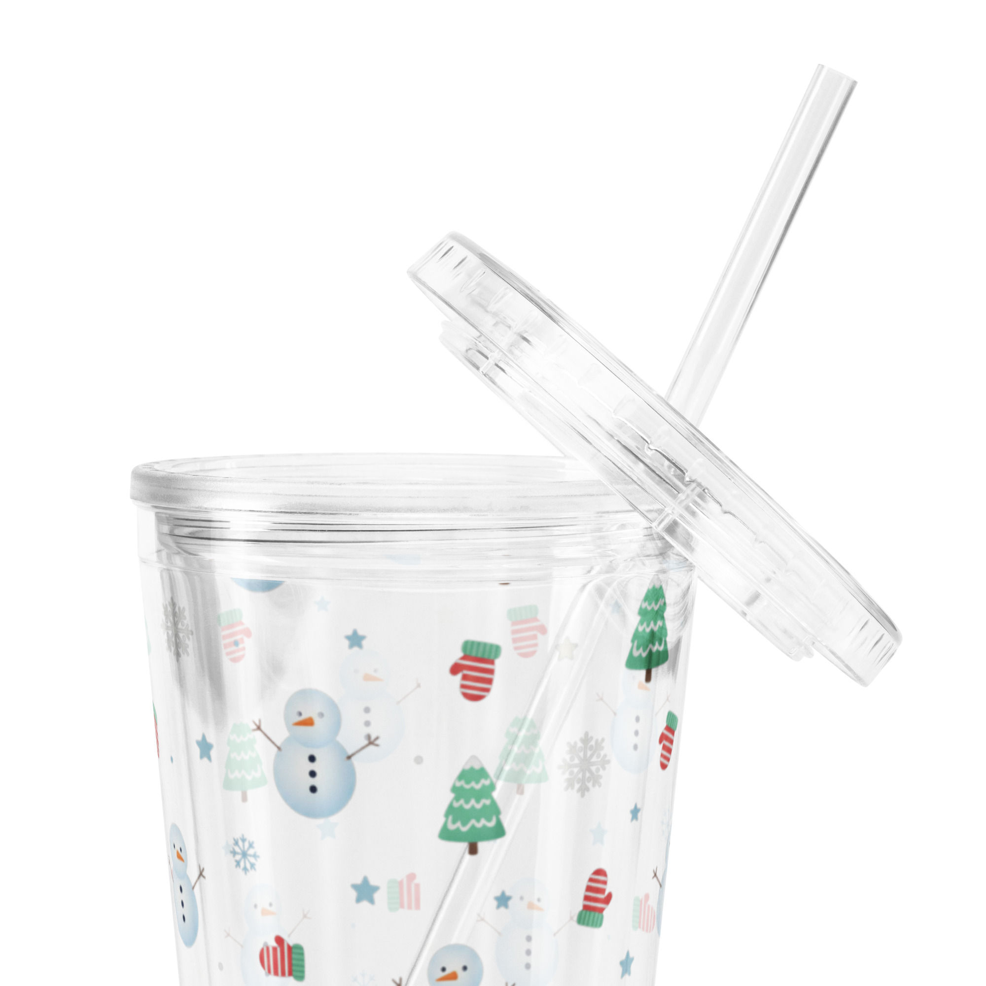 Snowman Clear plastic tumbler