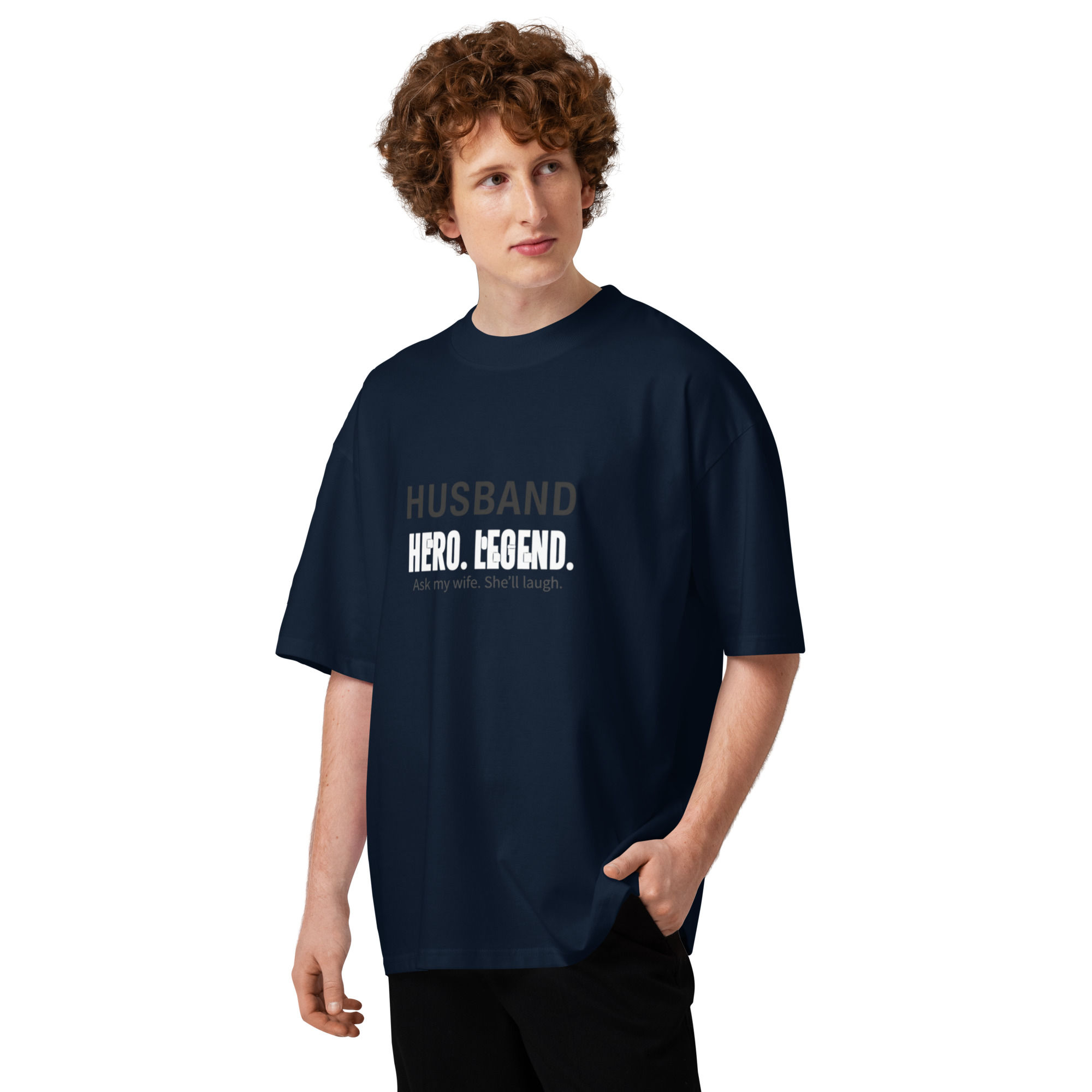 Husband organic oversized high neck t-shirt