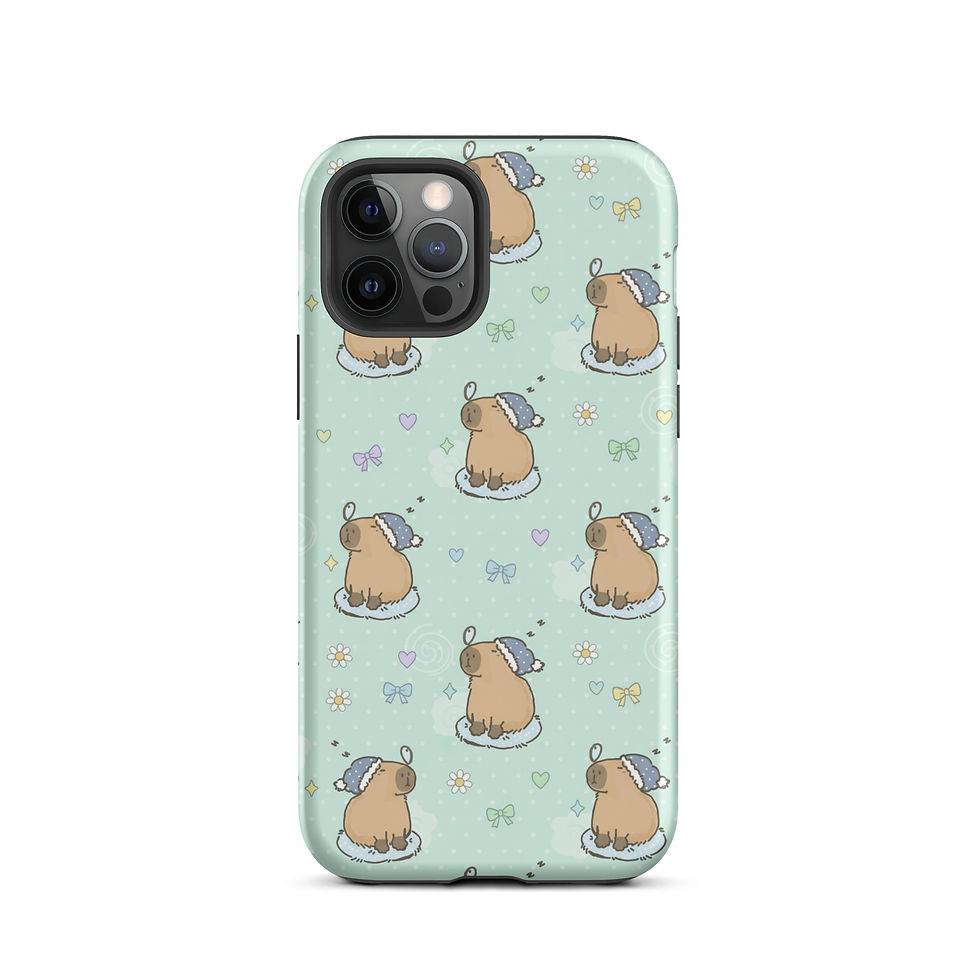 Thumbnail: Cute Bow & Hearts Capybara Tough Case for iPhone®
