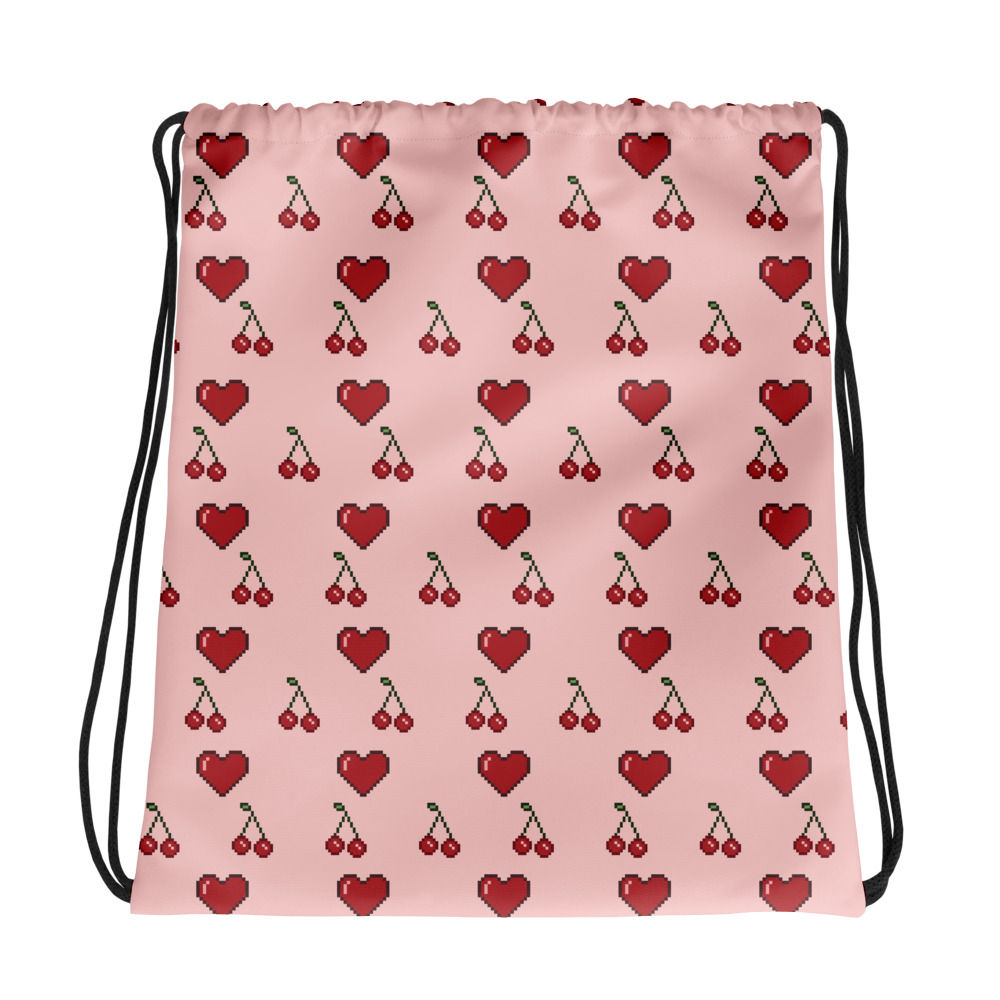 Cherry & Heart Drawstring bag