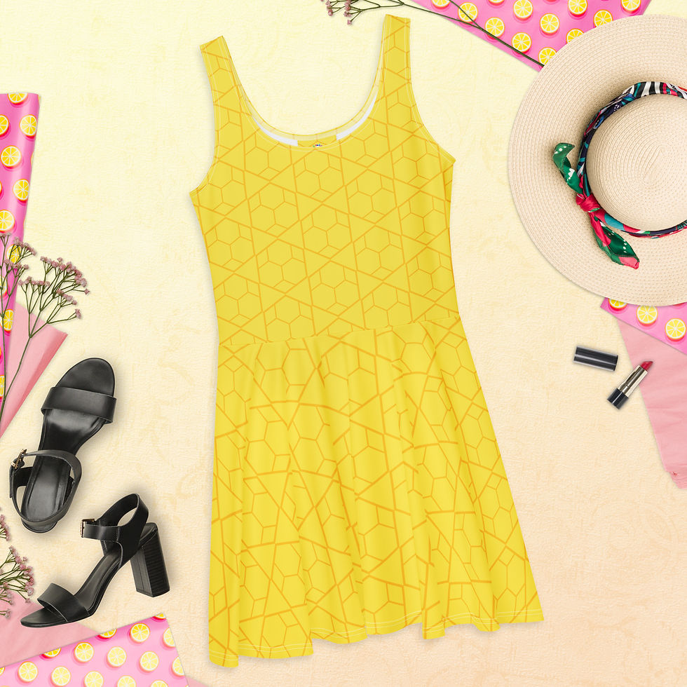 Yellow Print Skater Dress
