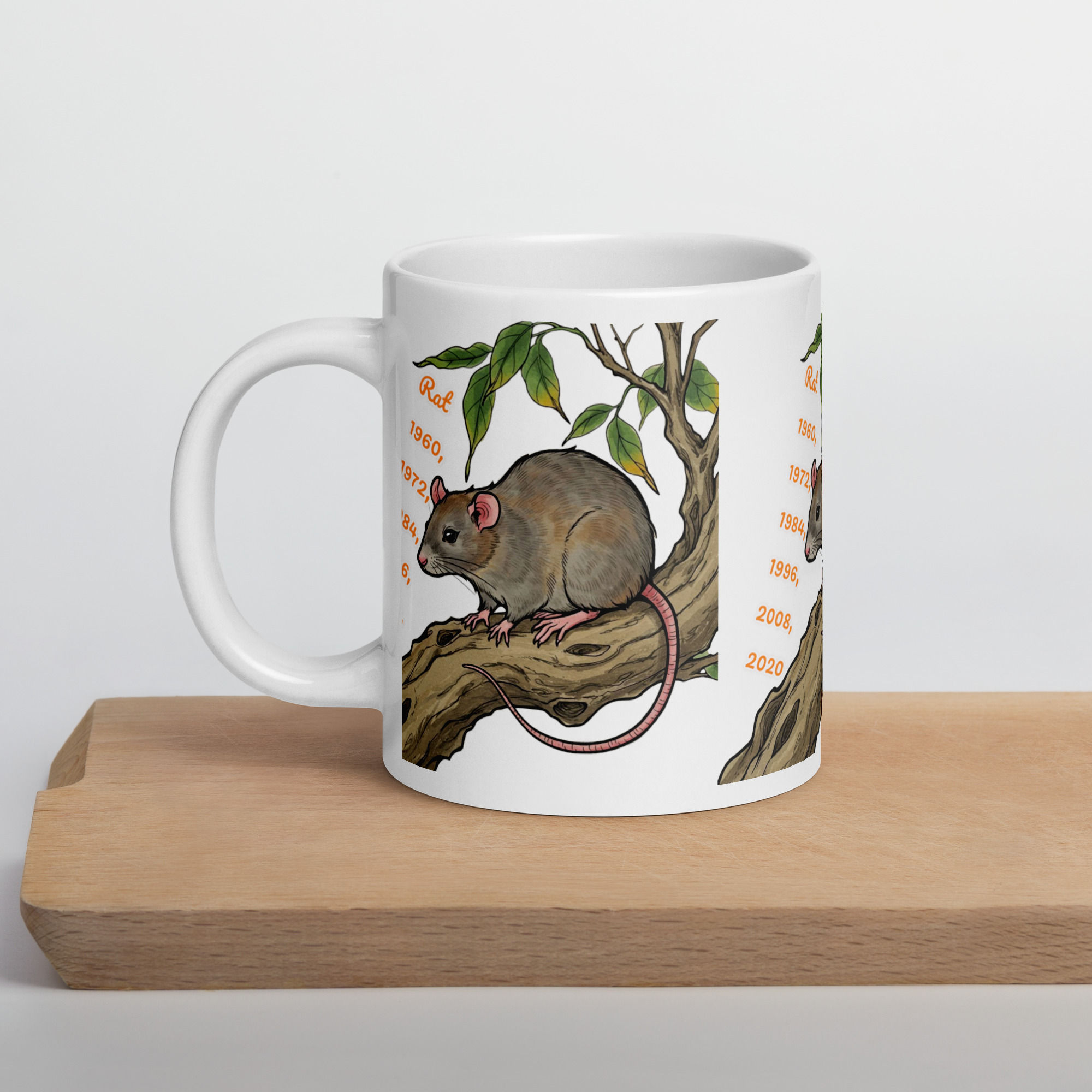 Rat Zodiac White glossy mug