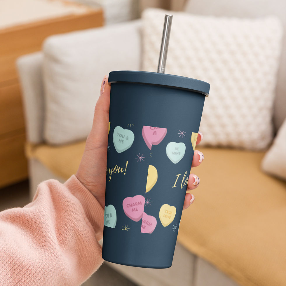 Thumbnail: I Love You Insulated tumbler with a straw