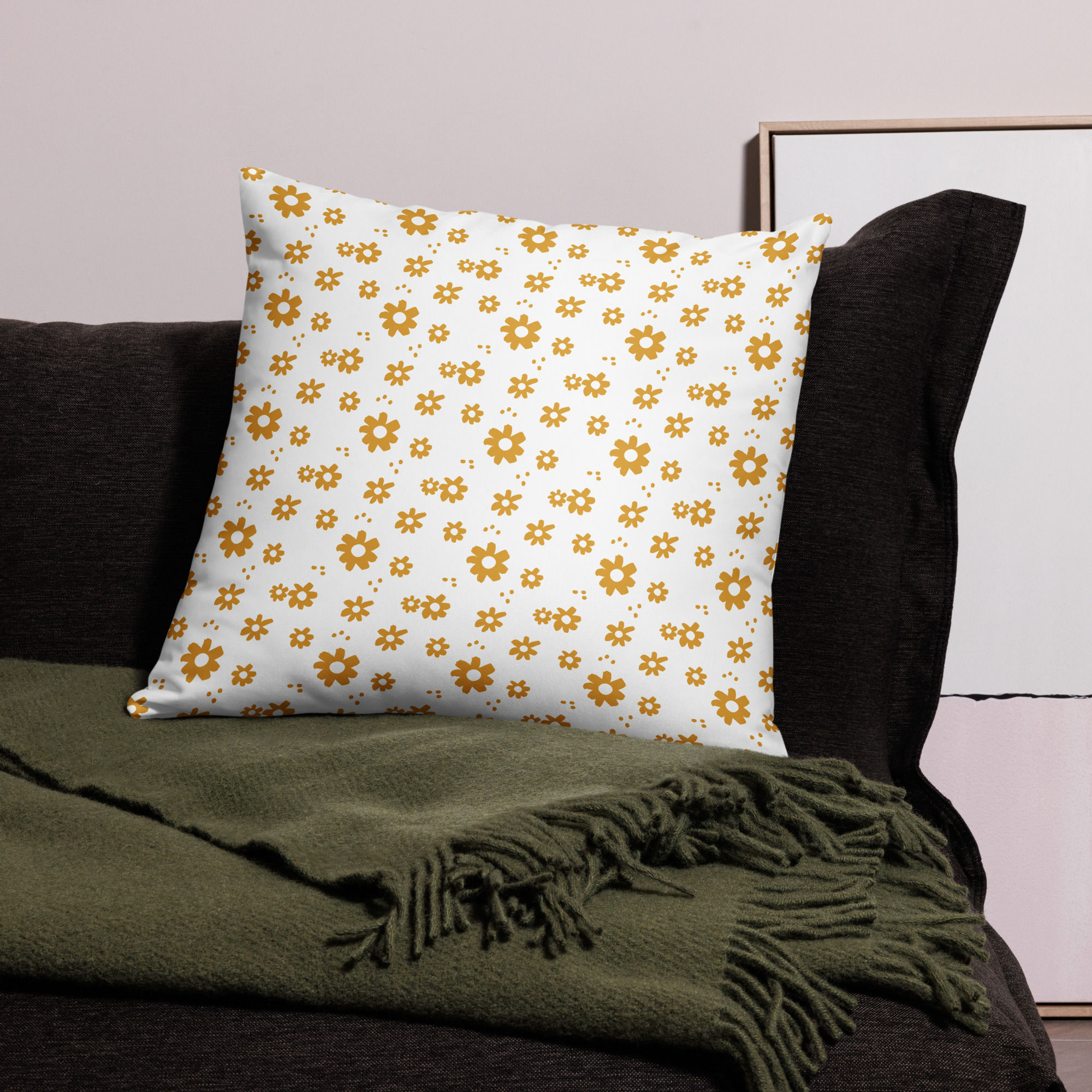 Yellow Floral Basic Pillow