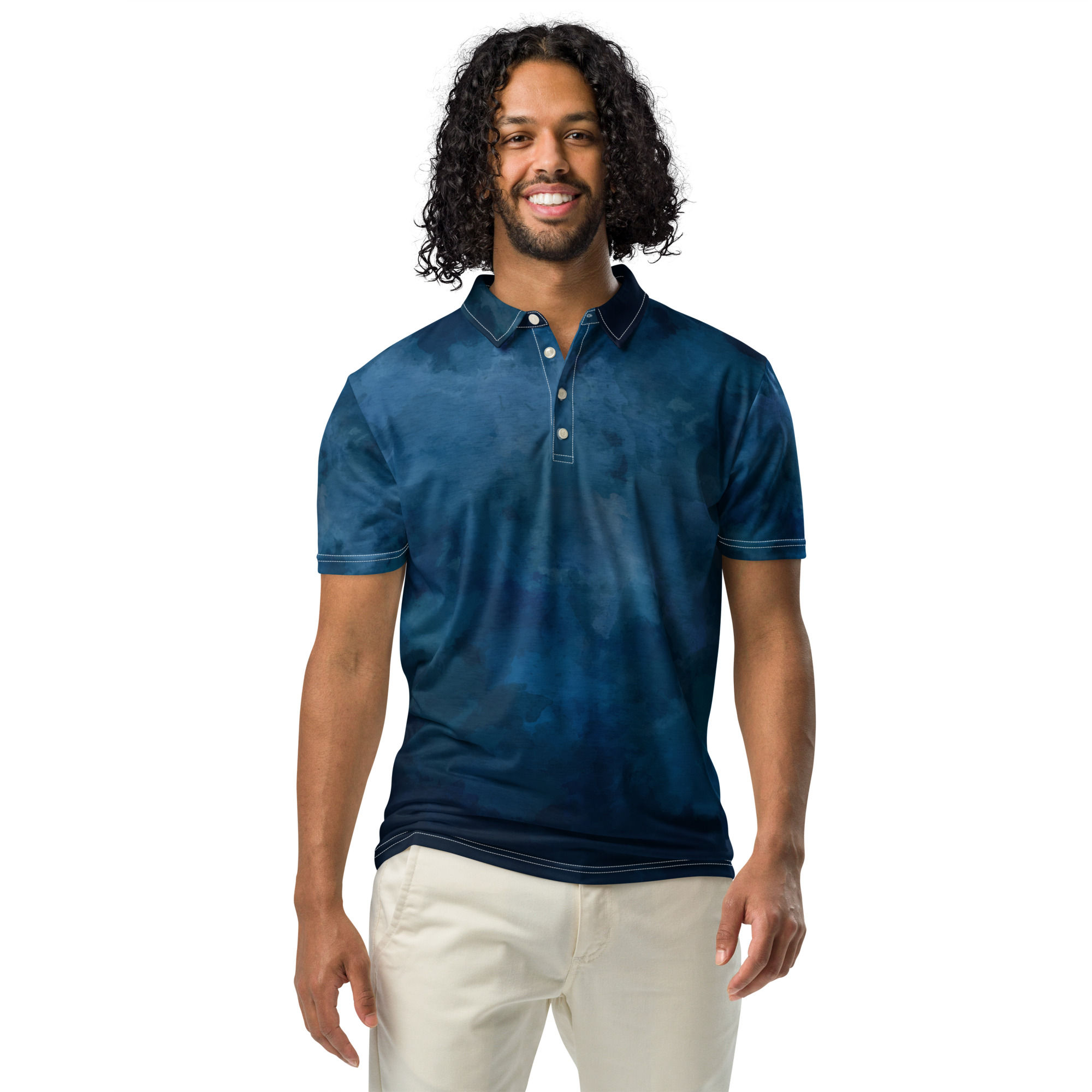 Dark Watercolour Men’s slim fit polo