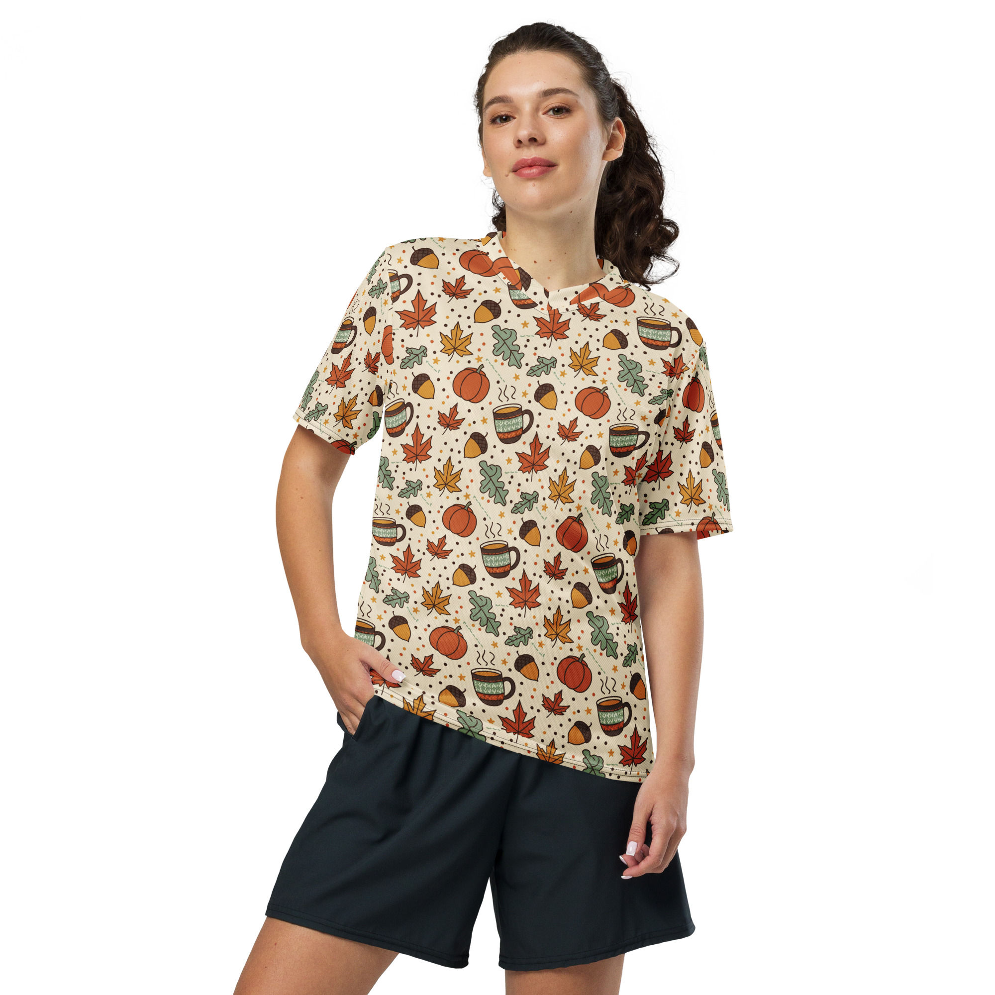 Autumn Print Recycled unisex sports jersey