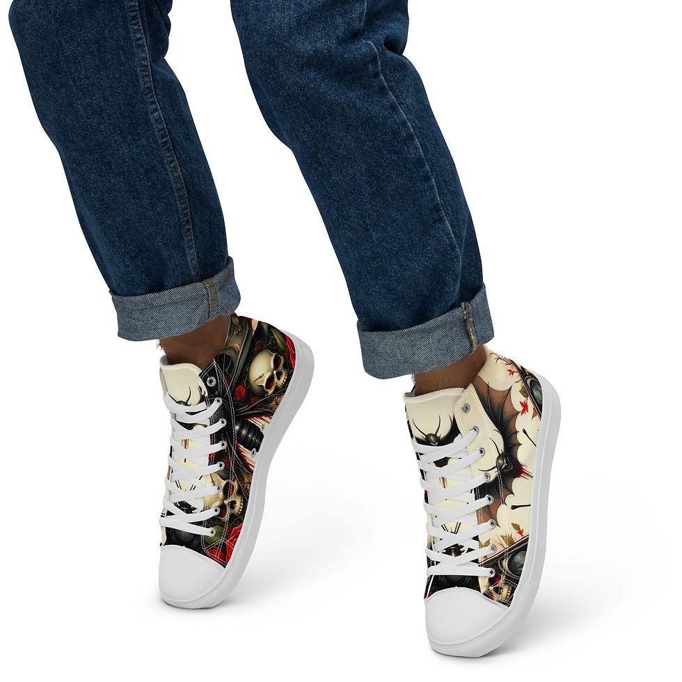 Thumbnail: Men’s Butterfly Skull high top canvas shoes