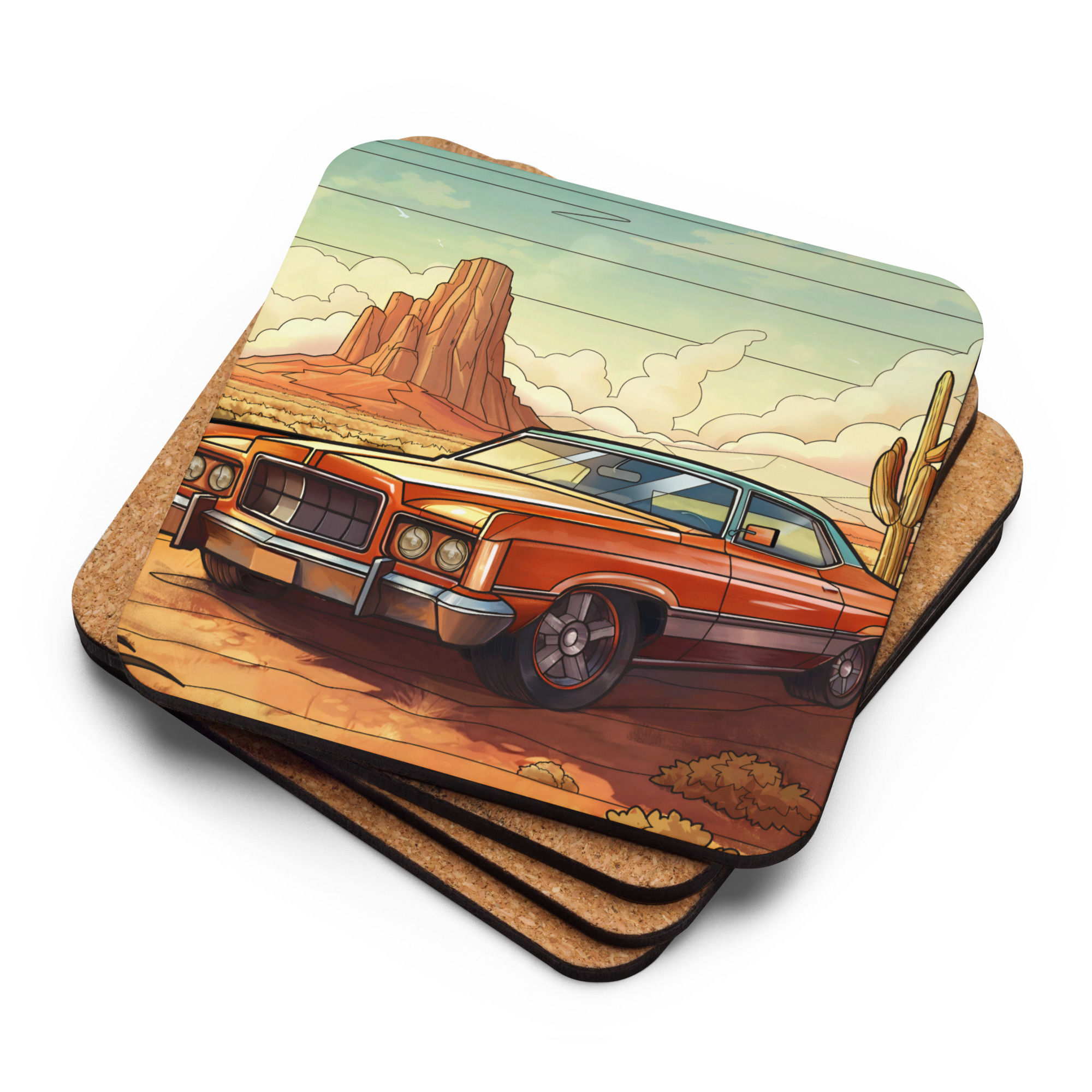 Classic Car Cork-back coaster