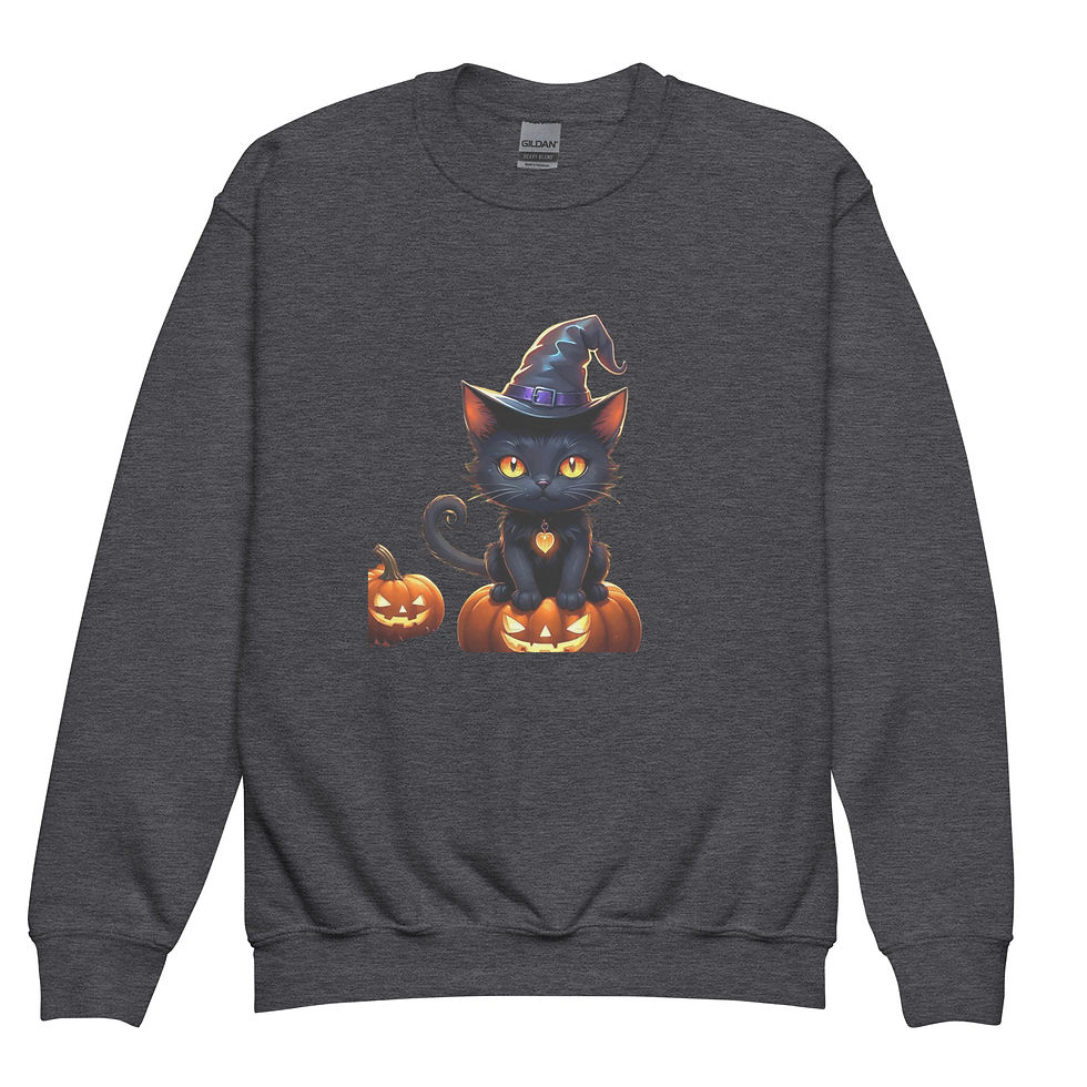 Thumbnail: Youth Spooky Cat crewneck sweatshirt