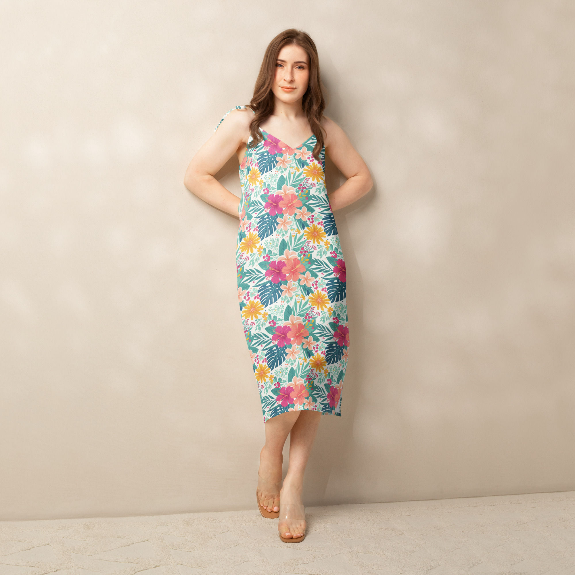 Summer Floral Tie-strap midi dress