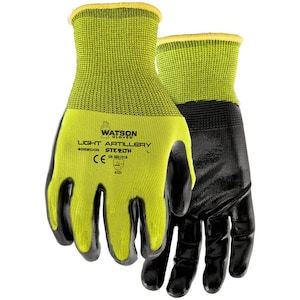 Stealth 'Light Artillery' Hi-Vis Work Gloves - Strong Nitrile Coating w/ Texture