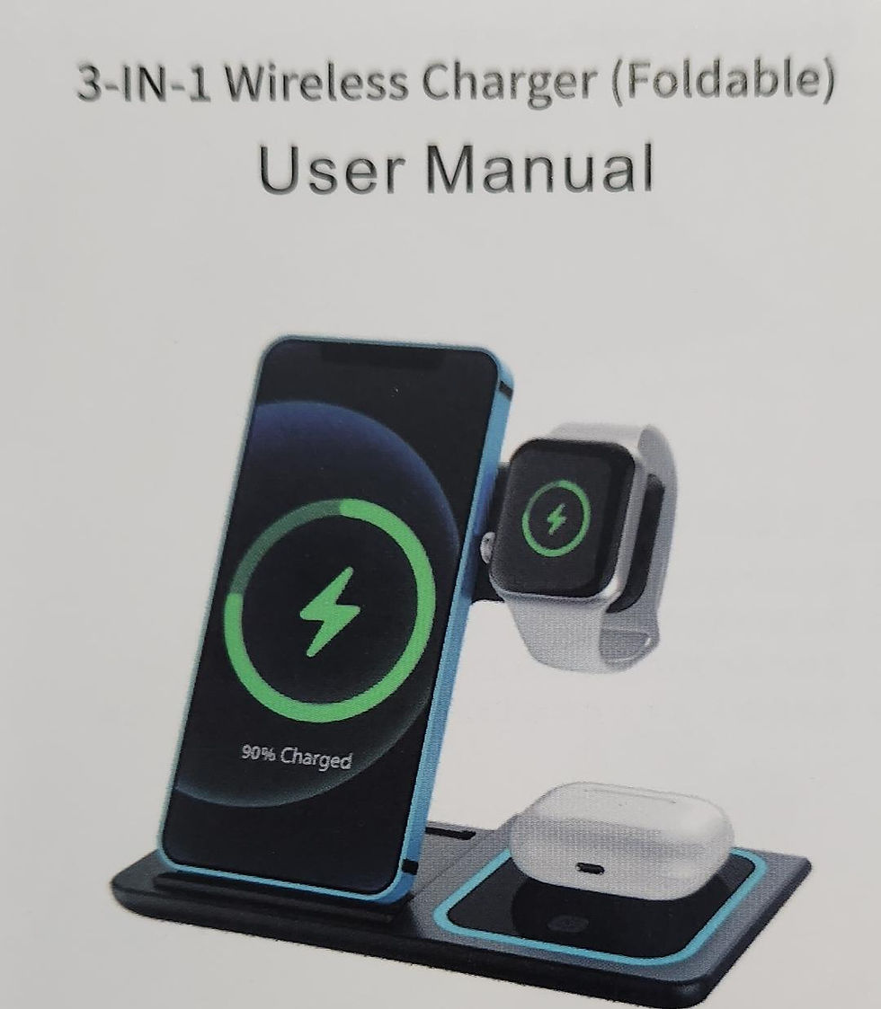 3-IN-1 Wireless Charger User Manual: foldable charger for phone, watch, and AirPods
