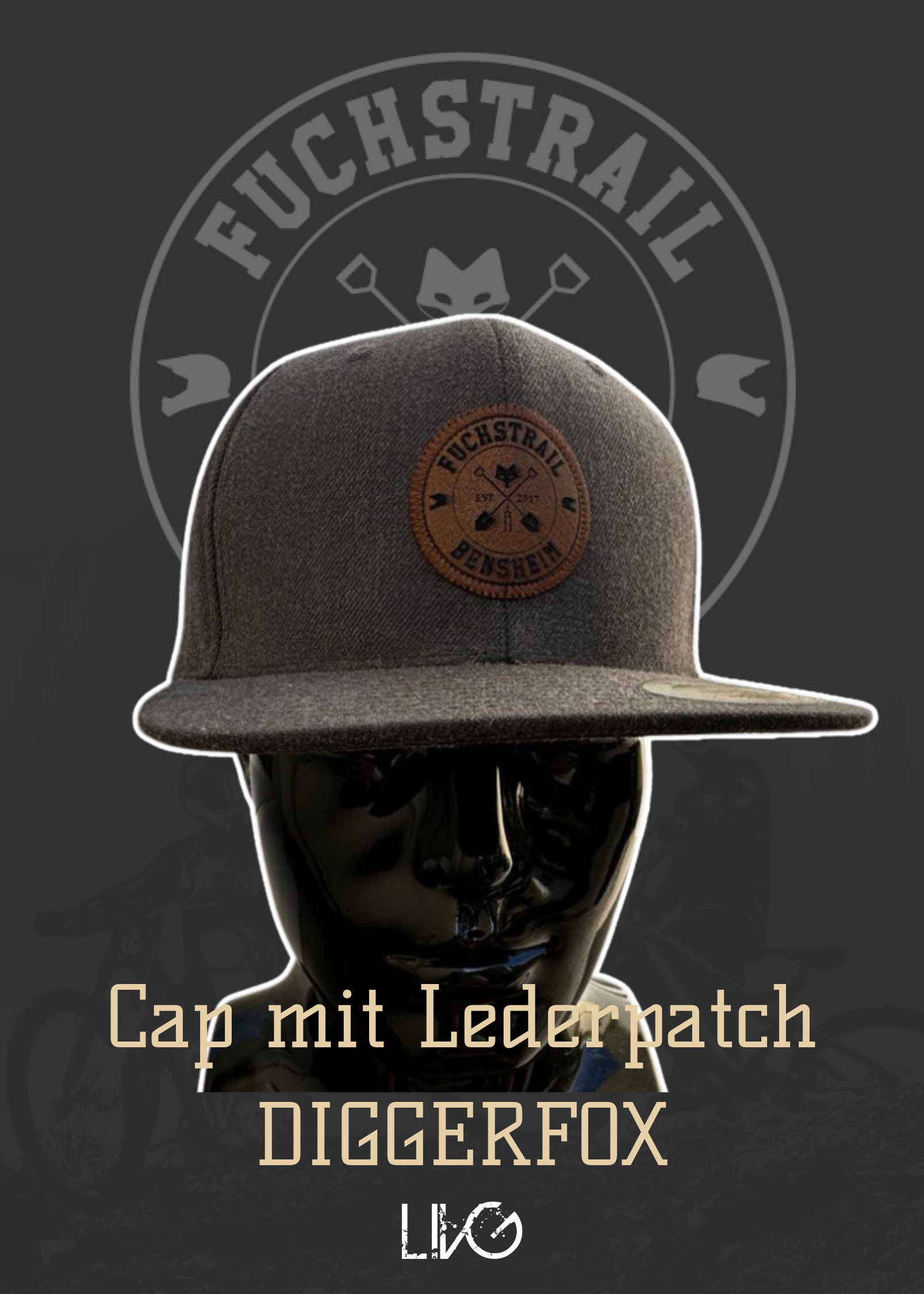 Cap Grau mit Lederpatch (Diggerfox)