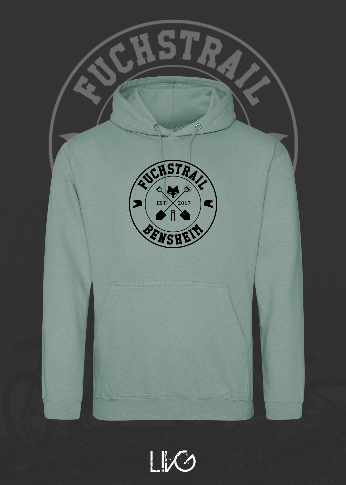 Fuchstrail Classic Hoodie Wappen groß schwarz