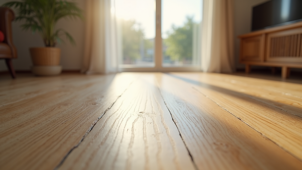 Eye-level view of oak hardwood flooring showcasing rich grain and natural finish