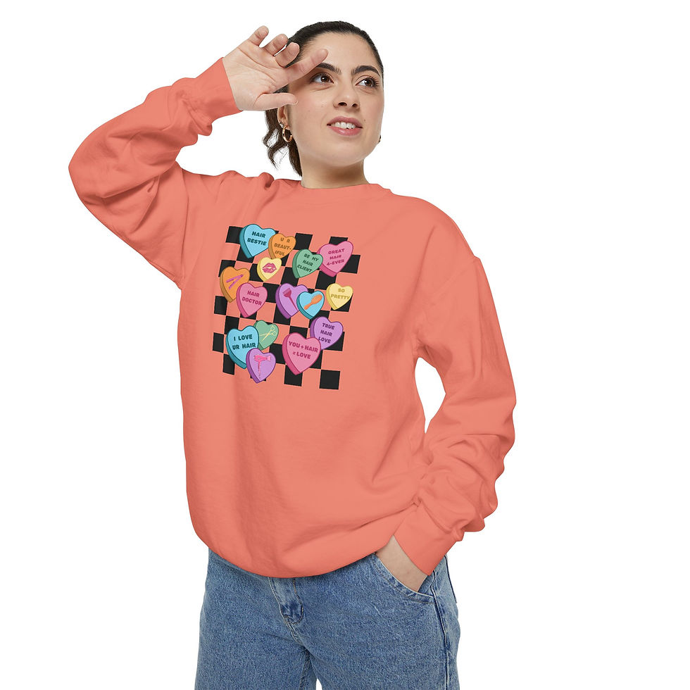 Thumbnail: Candy Heart Hair Stylist Valentine's Day Sweatshirt 