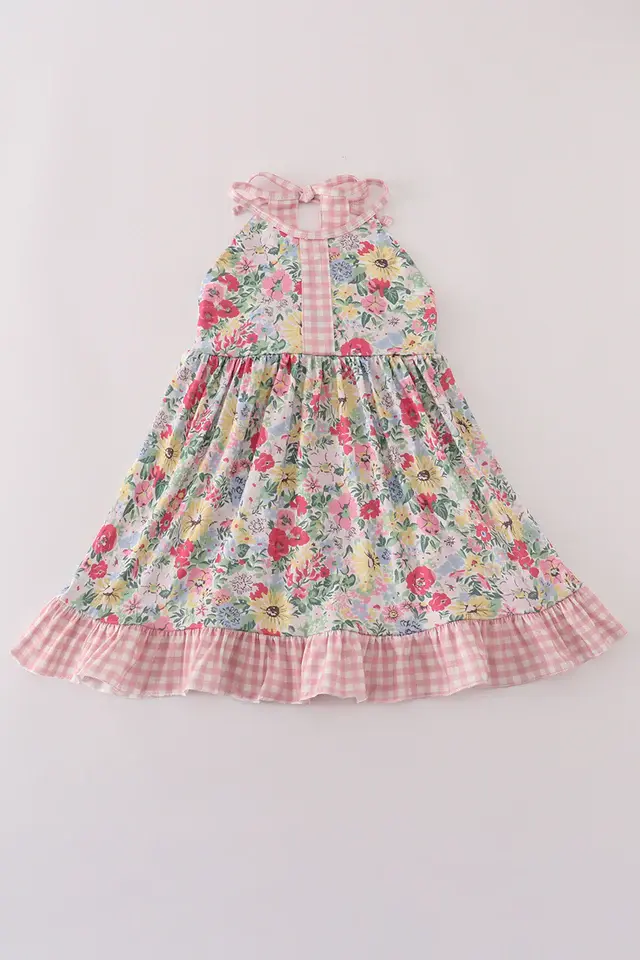 Pink Floral Bow Dress