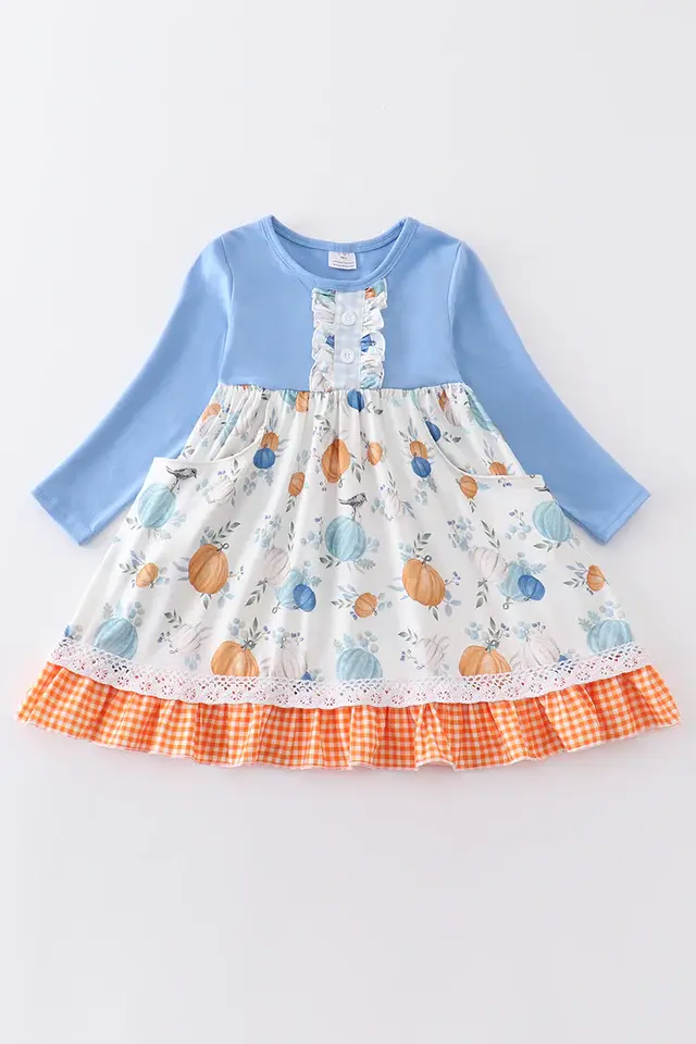 Blue Ruffle Pumpkin Dress