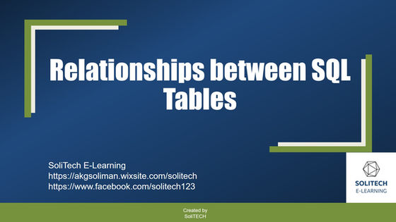 Relationships in SQL - One-to-One, One-to-Many, Many-to-Many.