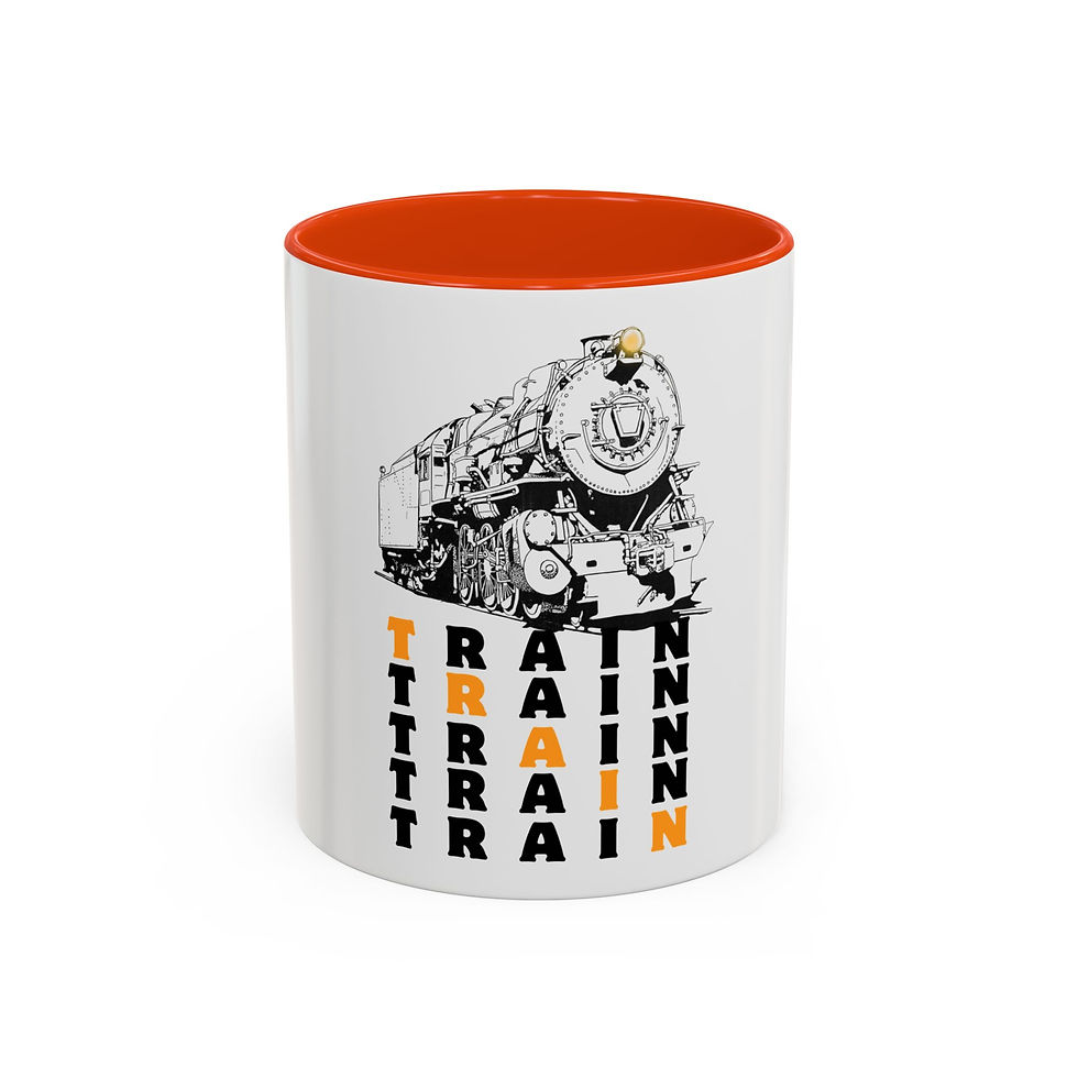 Thumbnail: Pennsylvania Steam Train Puzzle Mug_Front Orange